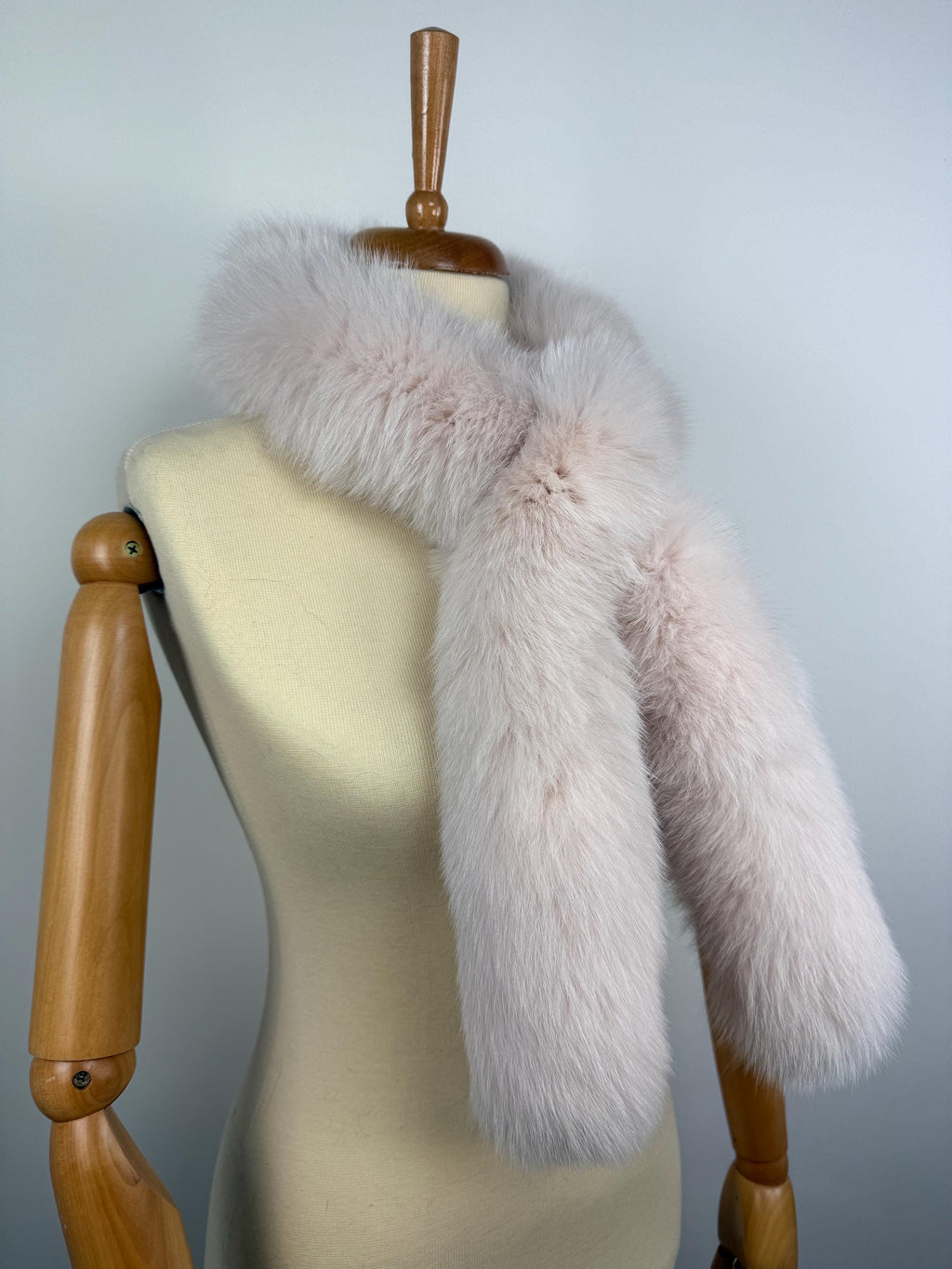 Genuine Baby Pink Fox Fur Scarf - Fluffy Real Fur