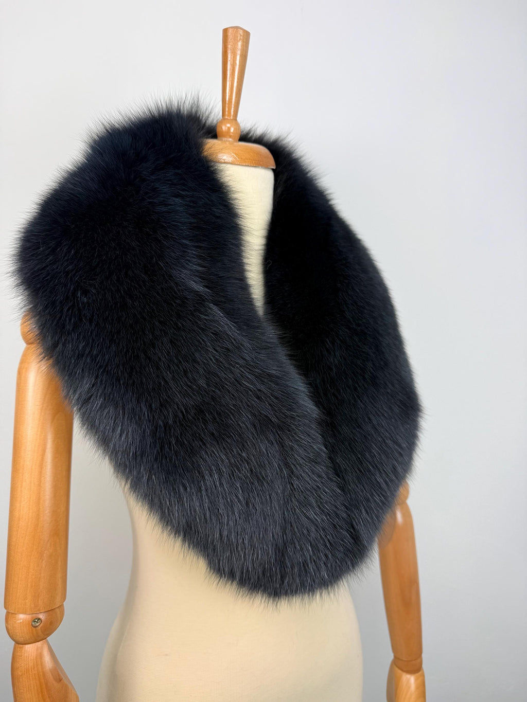 Blue-Black Fox Fur Collar – Real Fur Collar, Handmade in Greece, Luxury Neck Accessory