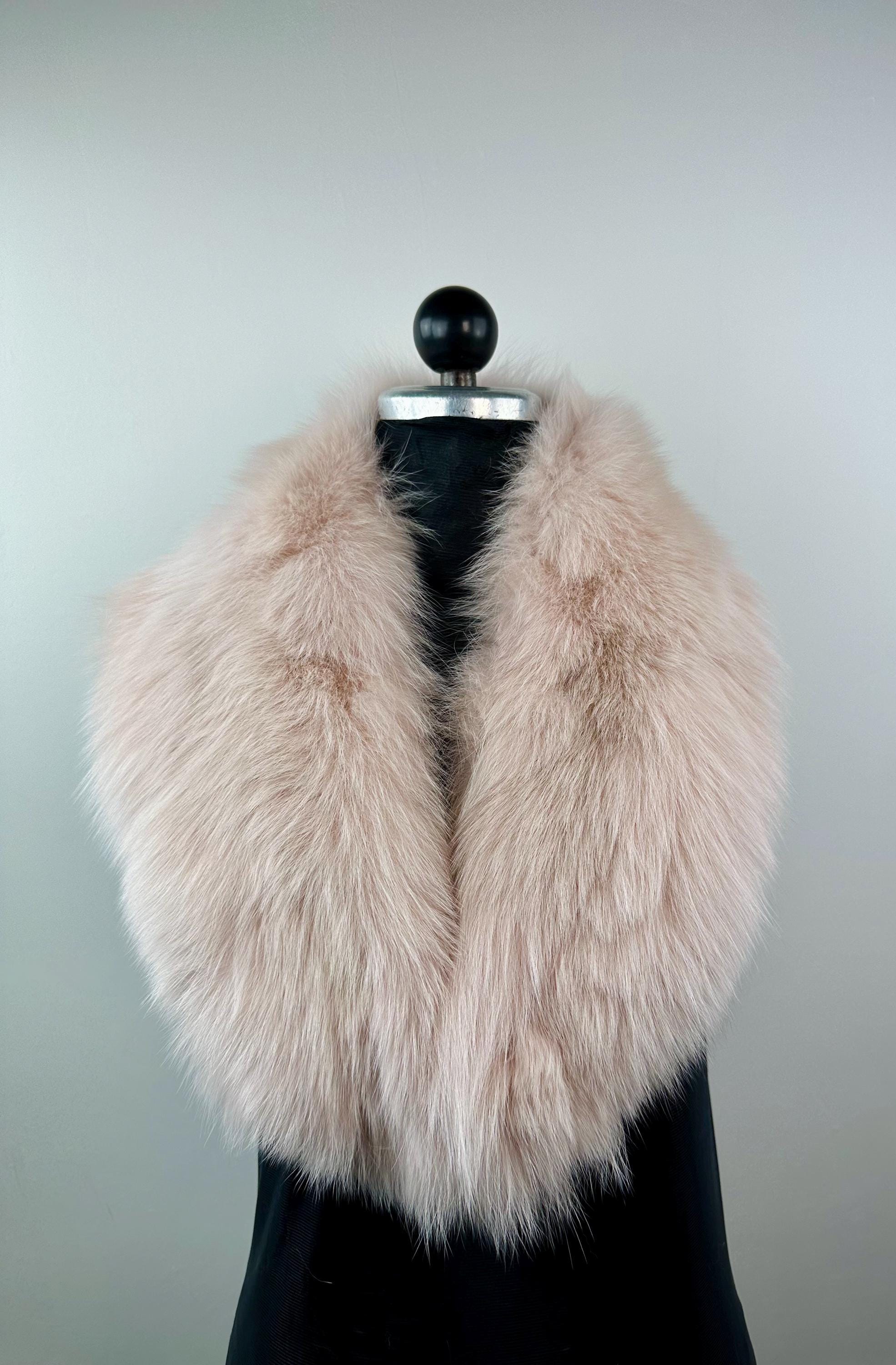 Baby Pink Fox Fur Collar – Real Fur Collar, Handmade in Greece, Luxury Neck Accessory