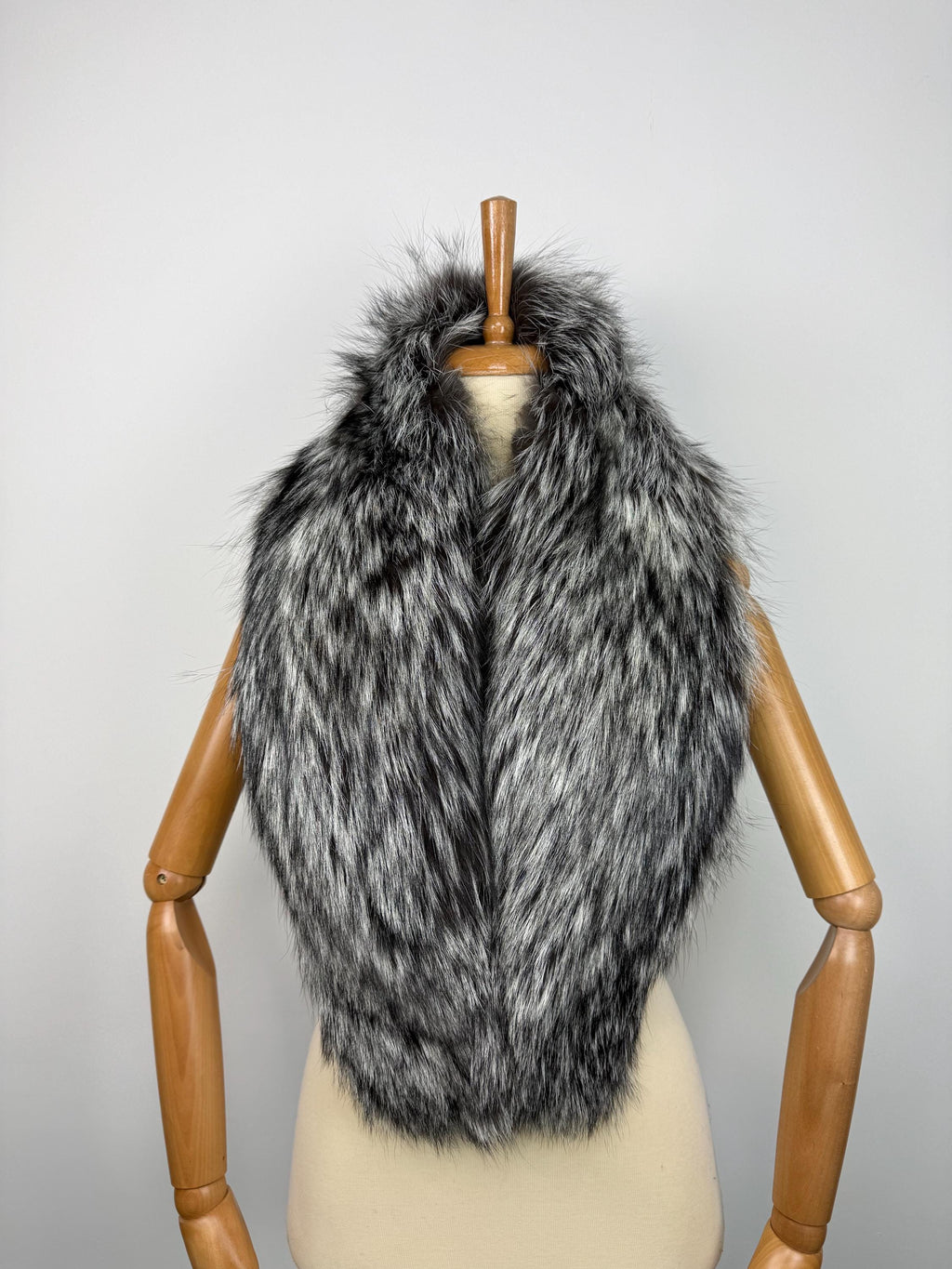 Silver Fox Fur Stole – Real Fur Wrap, Extra Long Luxury Fur, Handmade in Greece