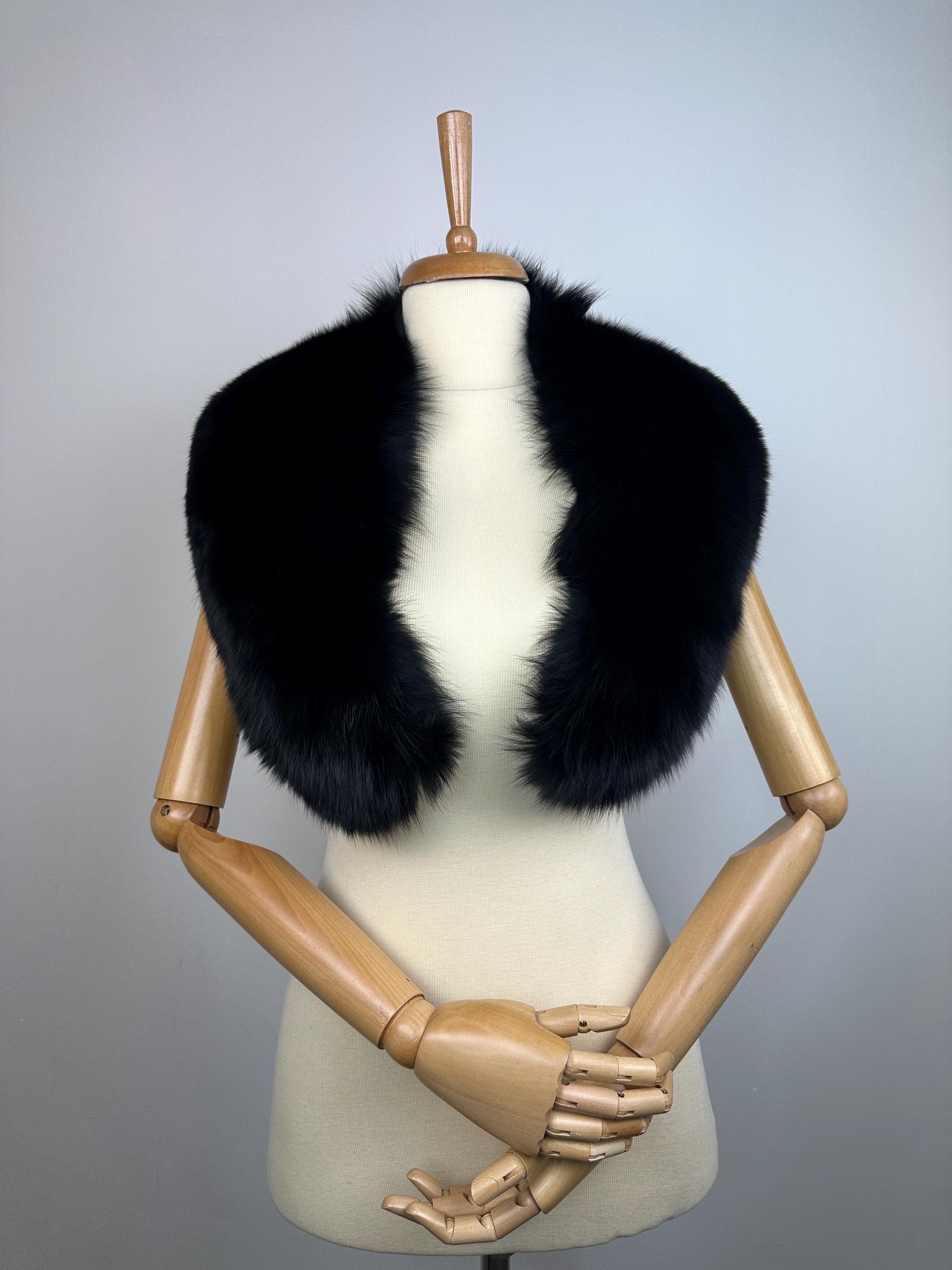 Luxury Black Fox Fur Collar: Genuine Fur Stole