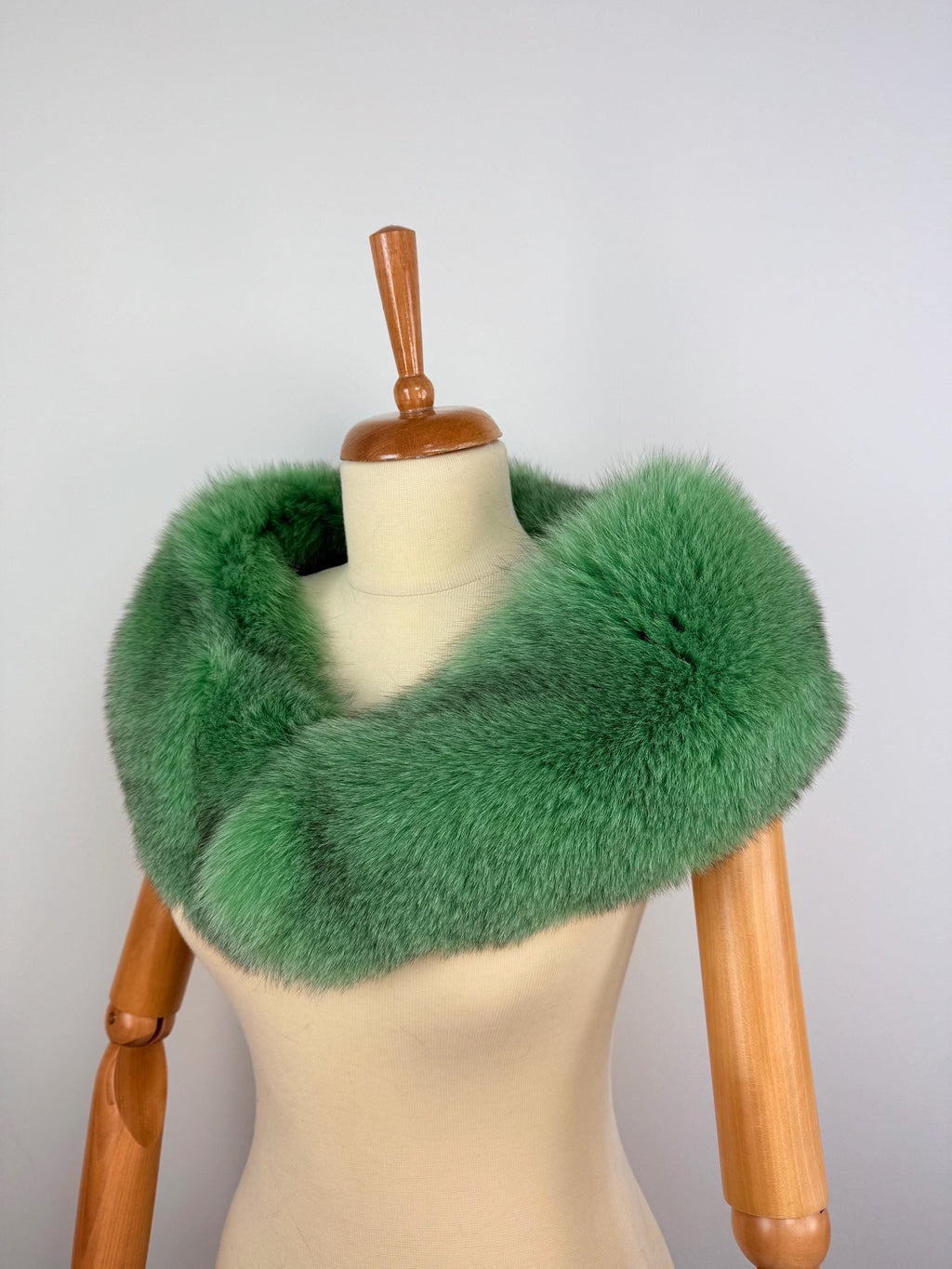 Emerald Green Fox Fur Collar – Real Fur Collar, Handmade in Greece, Luxury Neck Accessory