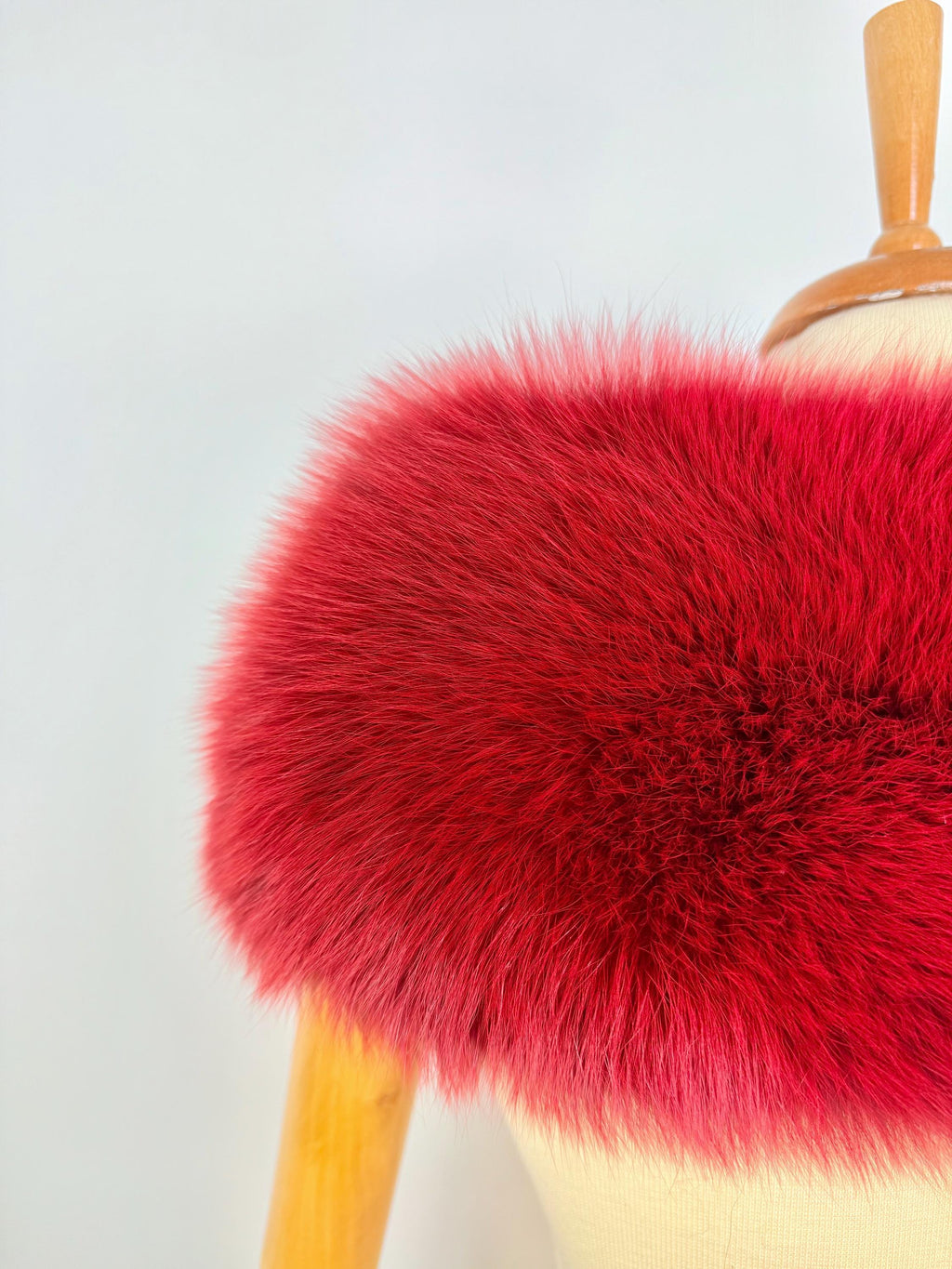 Red Fur Collar, Real Fox Fur Collar, Handmade Fur Collar, Luxury Winter Fur Accessory