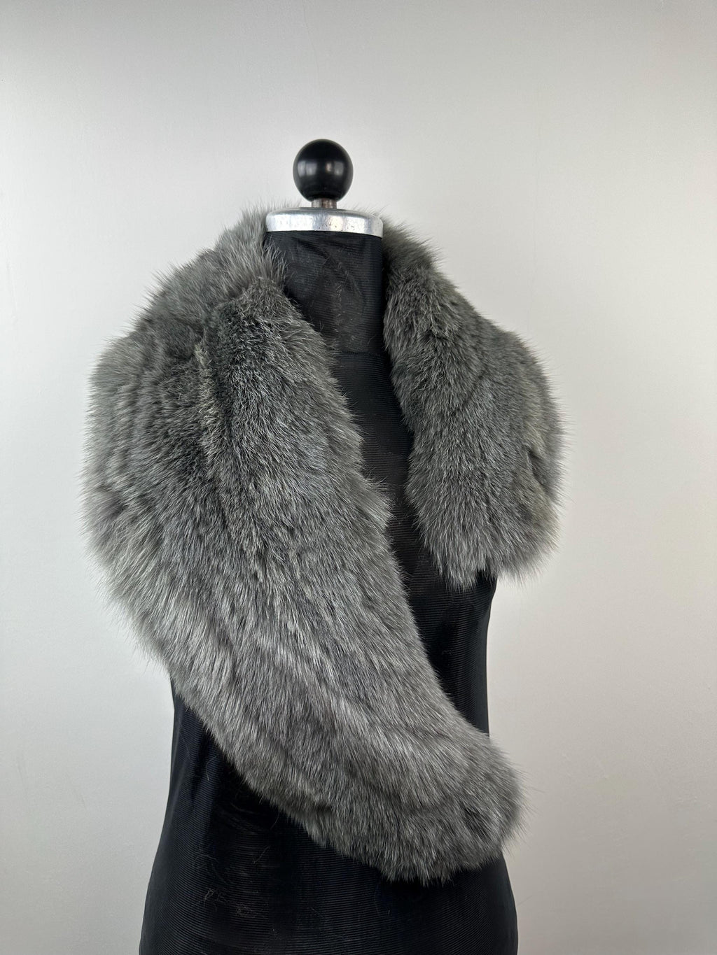 Luxury Gray Fox Fur Collar – Real Fur, Handmade in Greece, Elegant Neck Accessory