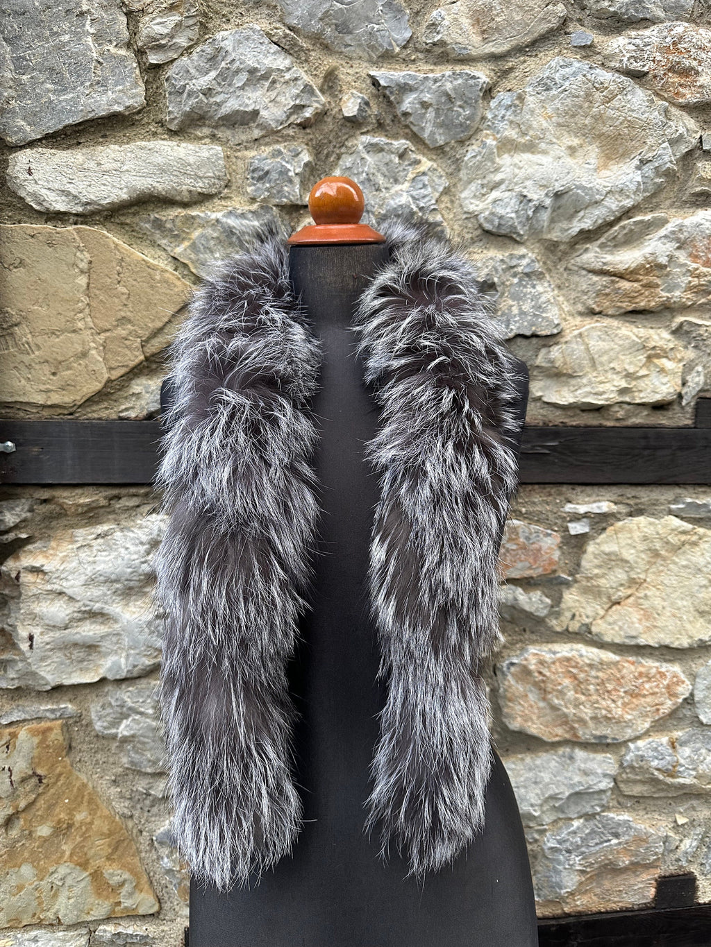 Handmade Silver Fox Fur Scarf – Real Fur, Made in Greece, Luxury Winter Scarf