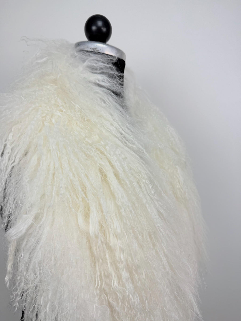 White Mongolian Sheepskin Fur Extra Long Size Collar: Luxury Bridal Fur Stole Shawl