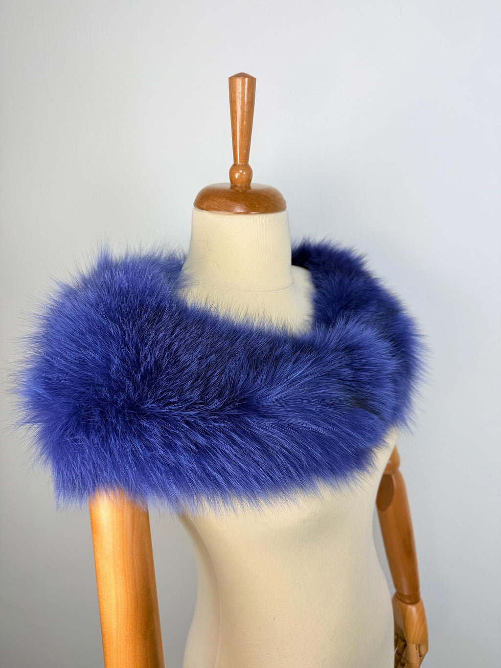 Luxury Royal Blue Fox Fur Collar – Real Fur, Handmade in Greece, Elegant Neck Accessory