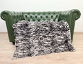 Luxury Fox Fur Throw: White Zebra Print, Handmade Exotic Home Decor