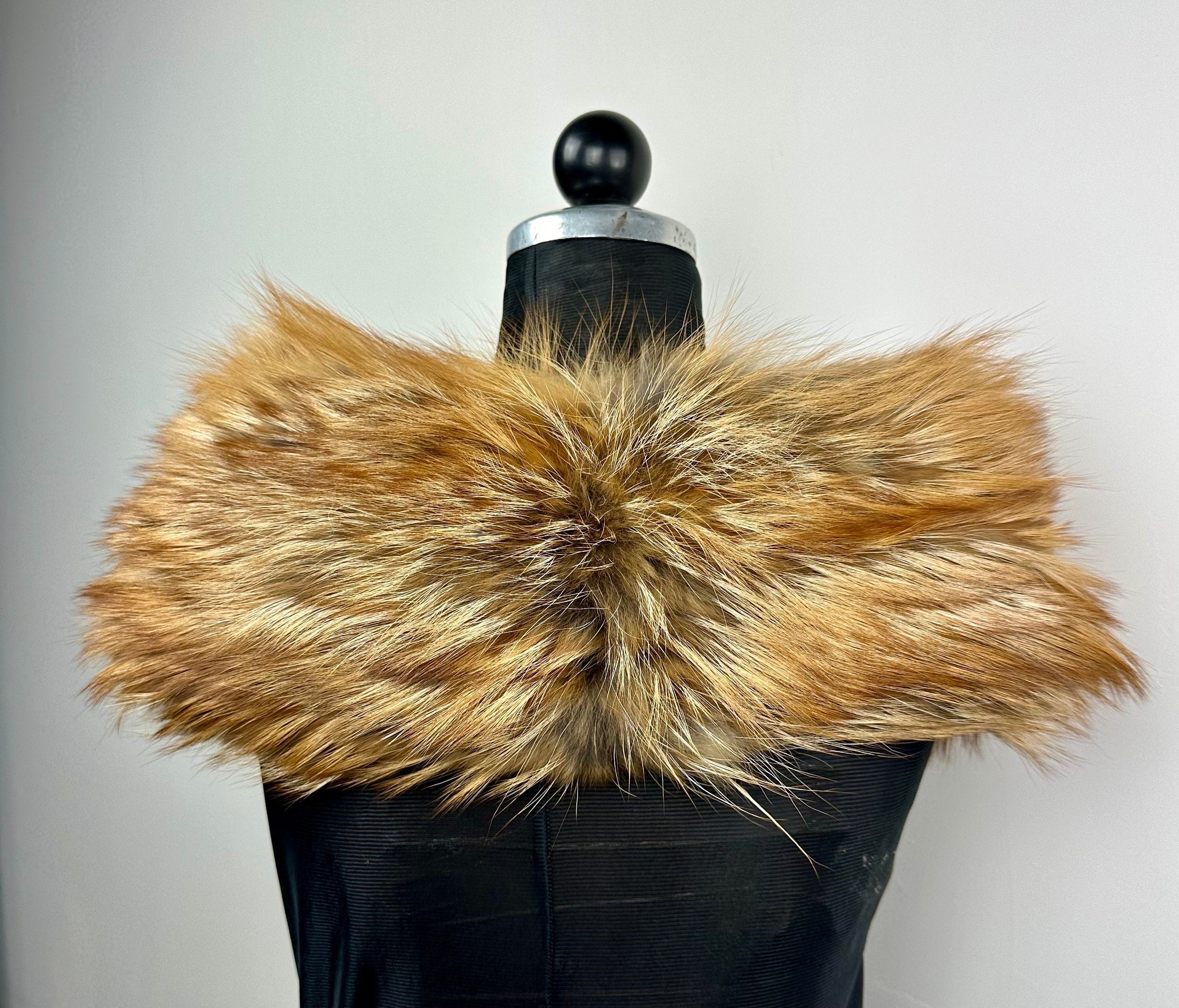 Genuine Fox Fur Collar: Handmade Stole with Satin Lining