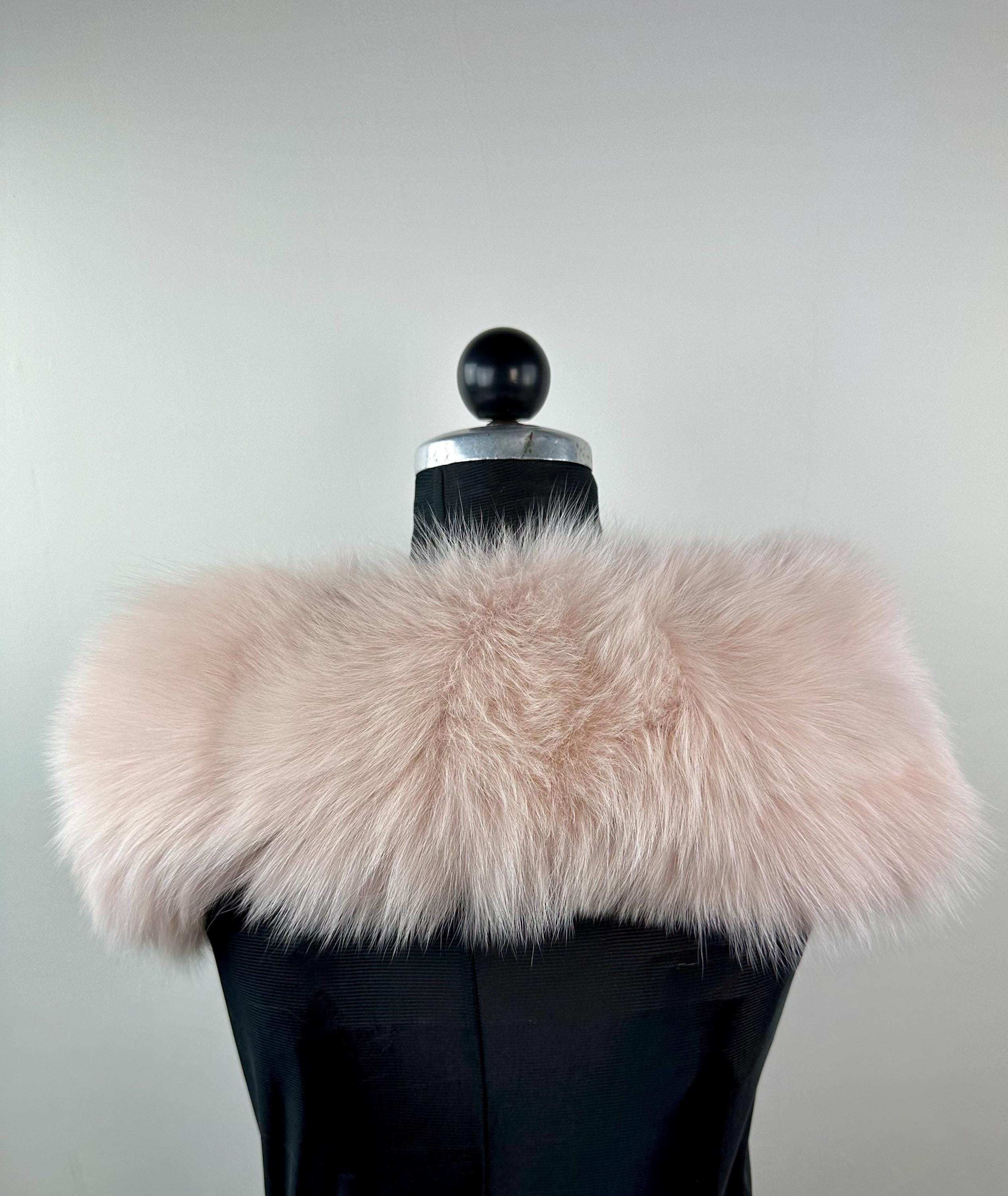 Baby Pink Fox Fur Collar – Real Fur Collar, Handmade in Greece, Luxury Neck Accessory