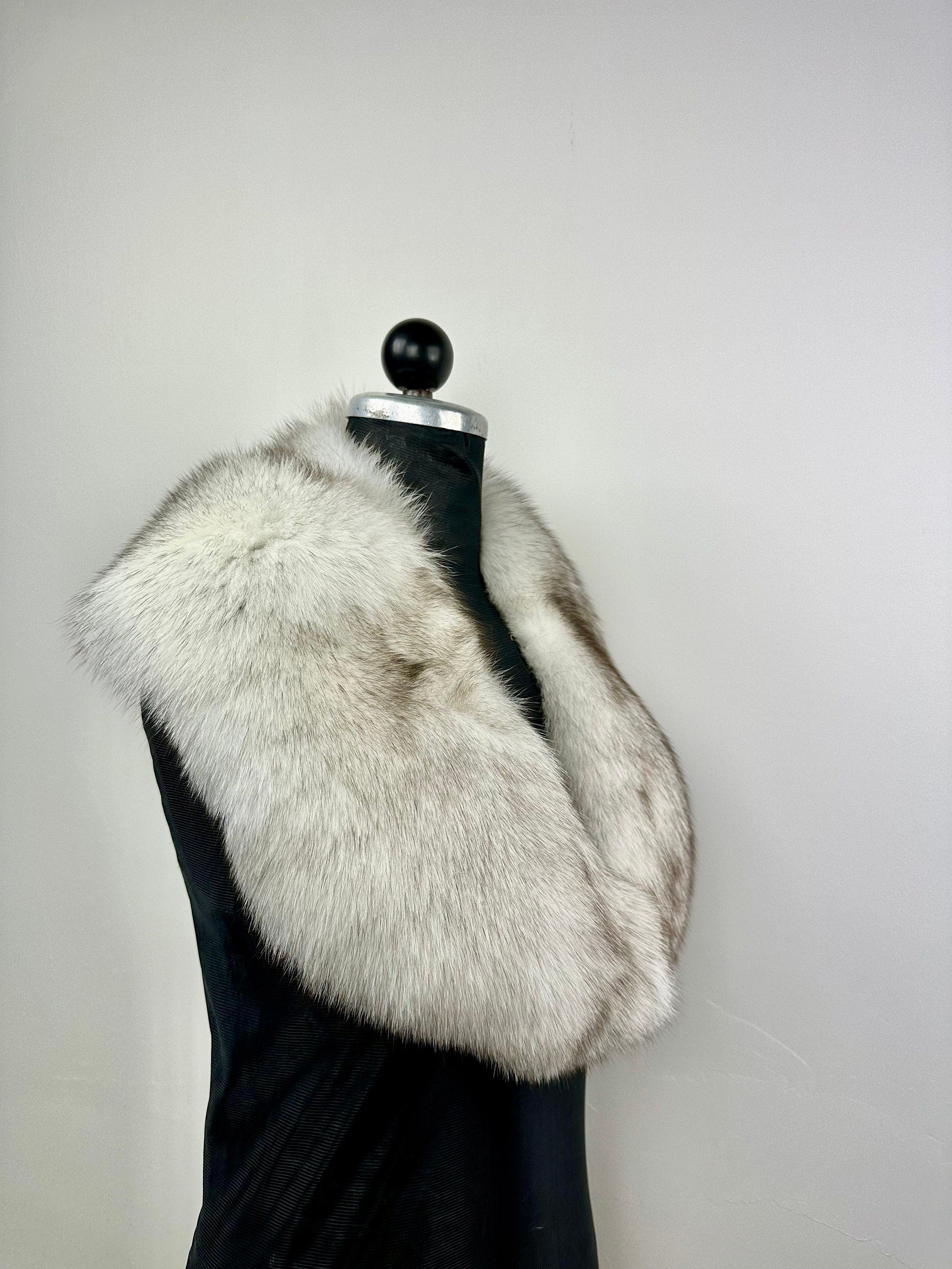 Luxury Natural Blue Fox Fur Collar – Real Fur, Handmade in Greece, Elegant Neck Accessory