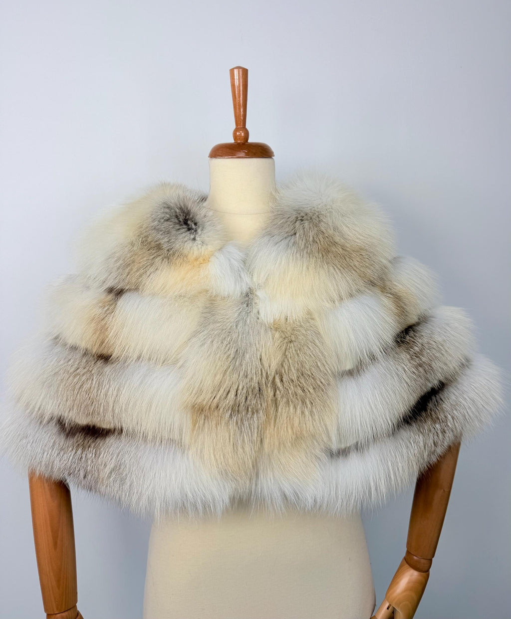Fawn light fox fur stole, real fur bridal shawl, wedding warp