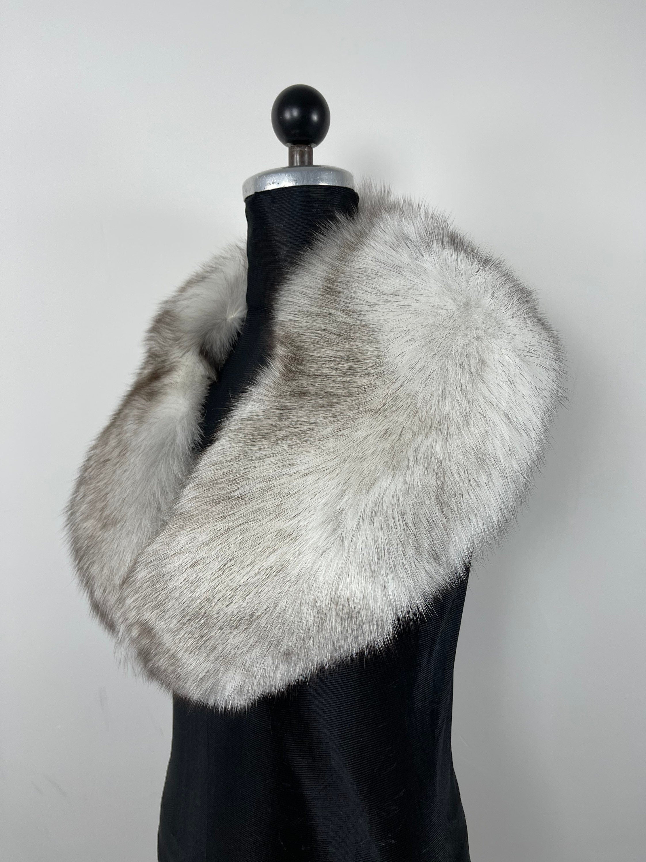 Blue Fox Fur Collar – Real Fur Collar, Handmade in Greece, Luxury Neck Accessory
