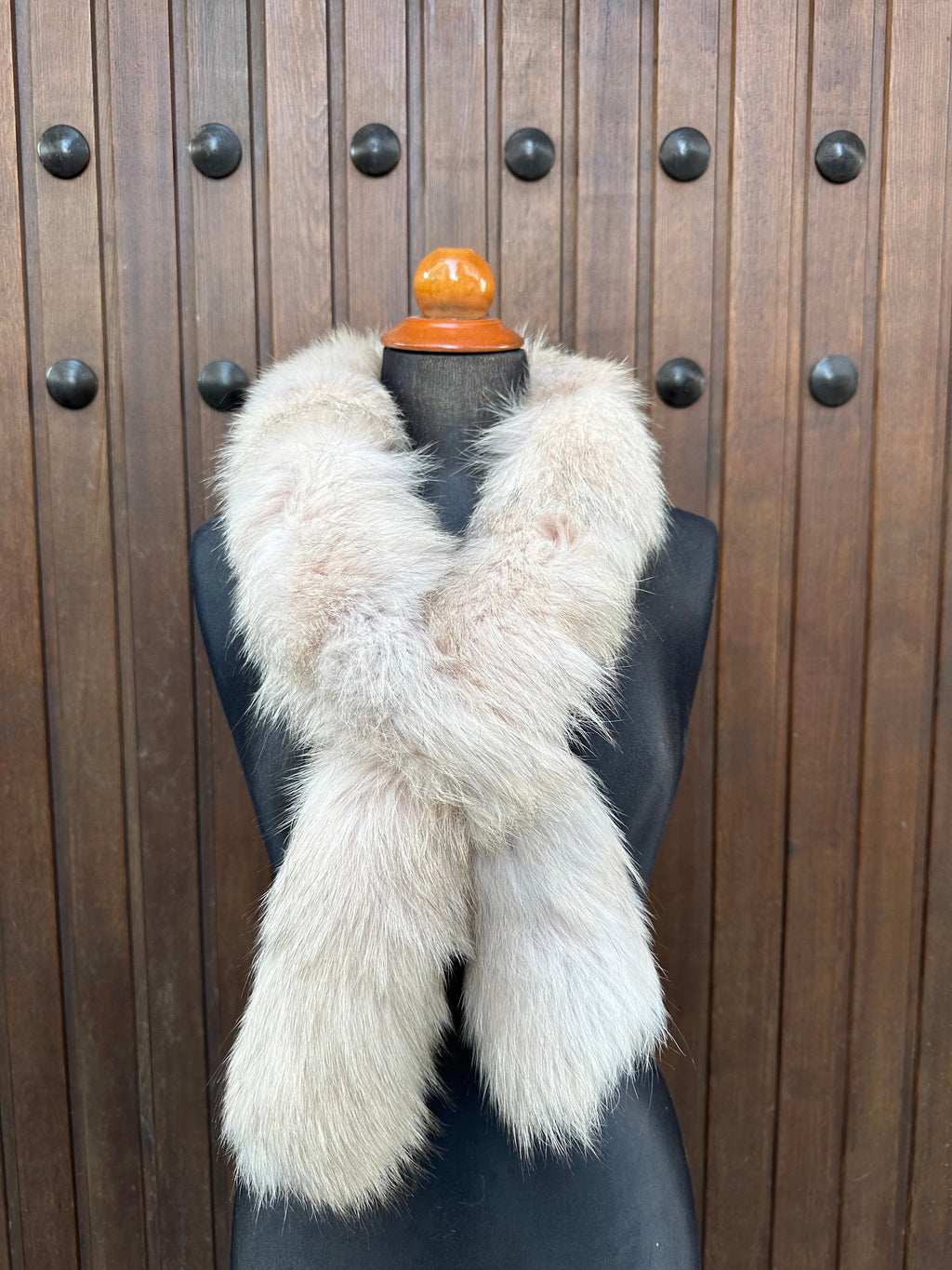 Luxury Beige Fox Fur Scarf: Genuine Fur, Winter Accessories Neck Warmer