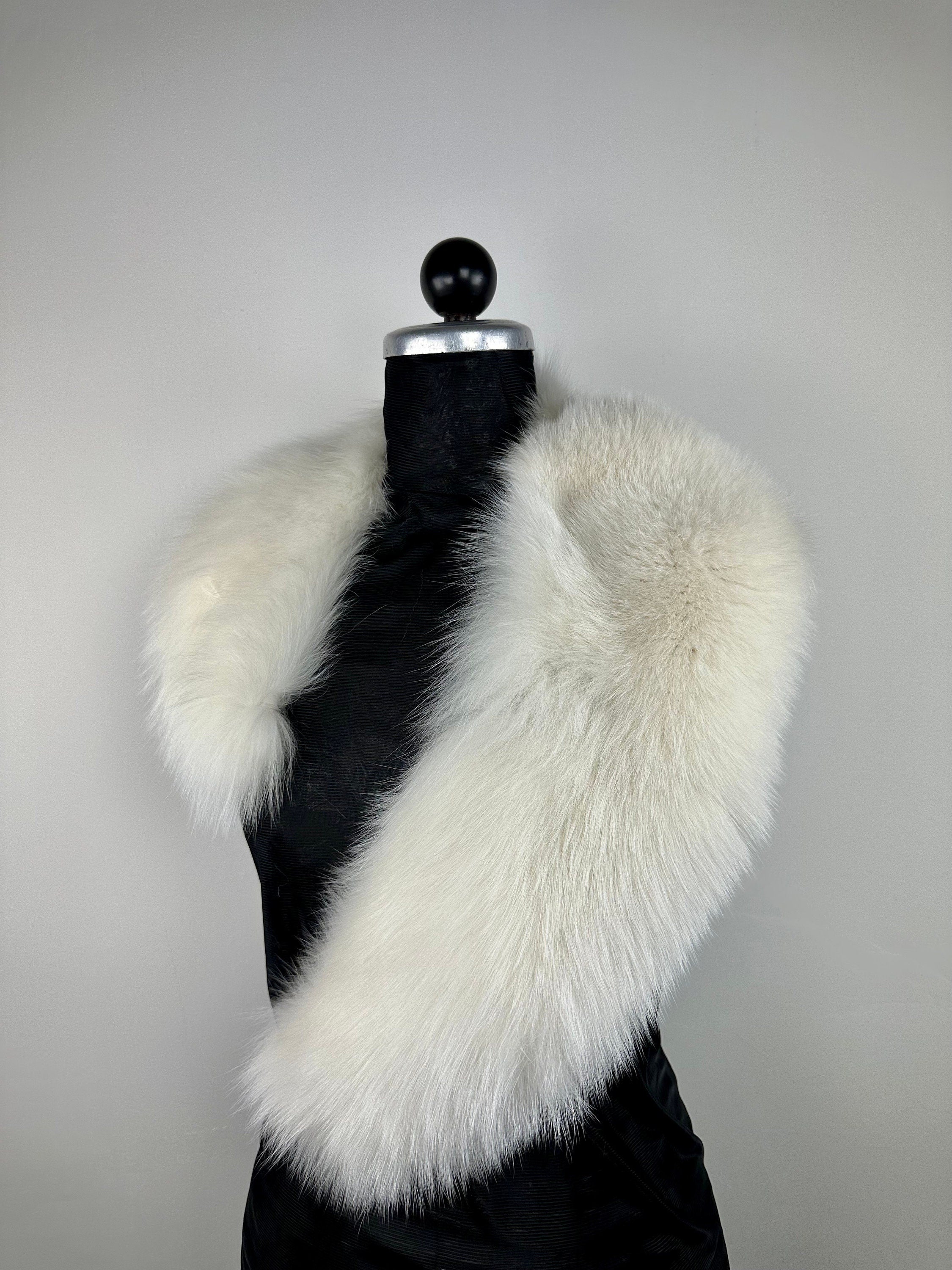 Cream Fox Fur Collar – Real Fur Collar, Handmade in Greece, Luxury Fur Neck Accessory