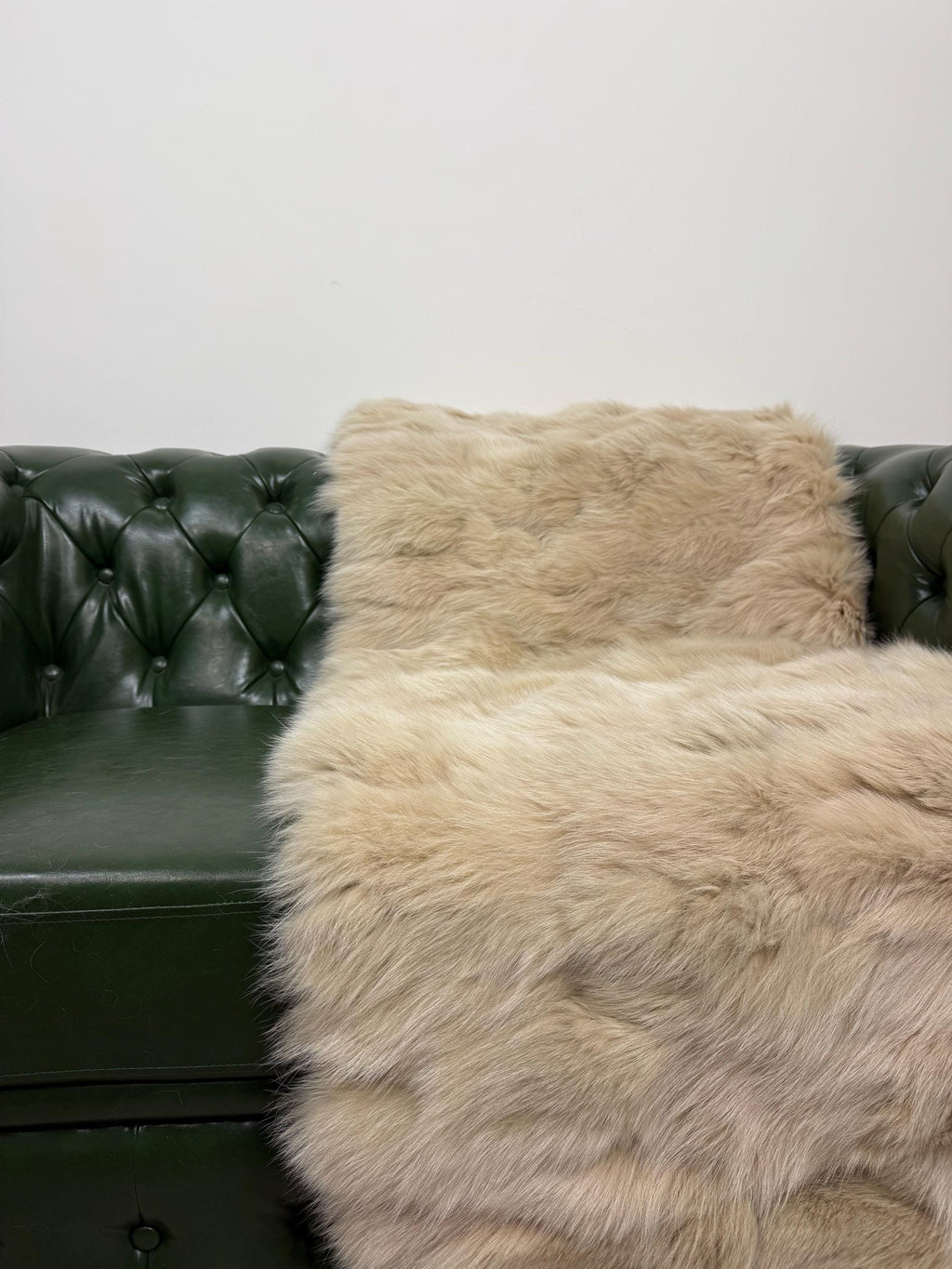 Luxury Beige Fox Fur Blanket: Handmade Fluffy Bedspread, Sofa Throw