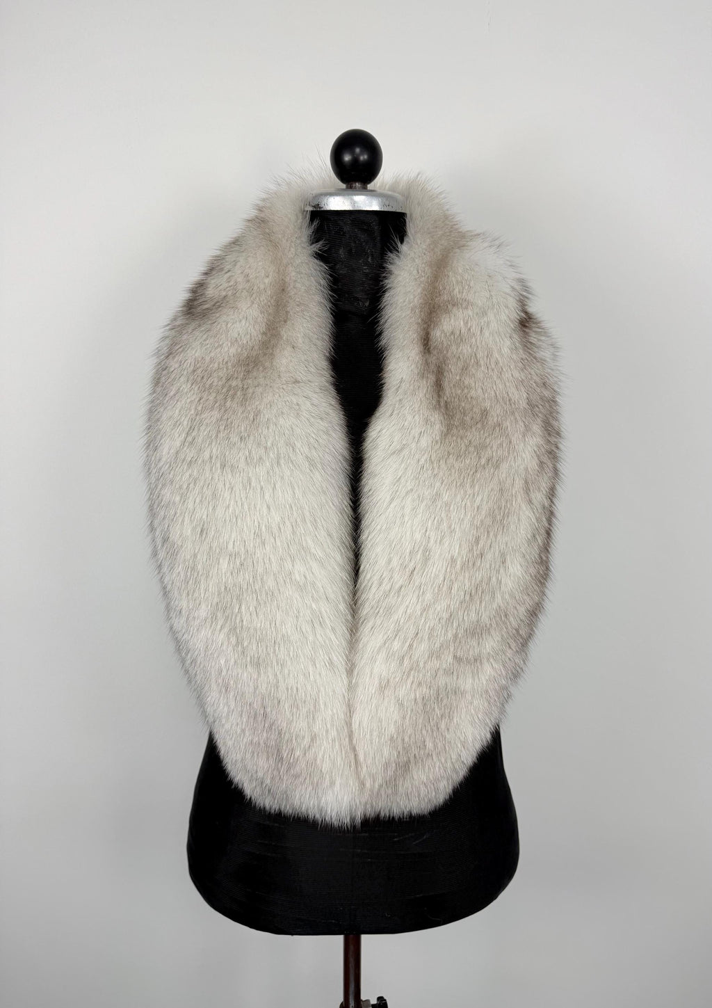 Blue Fox Fur Stole – Real Fur Wrap, Extra Long Luxury Fur, Handmade in Greece