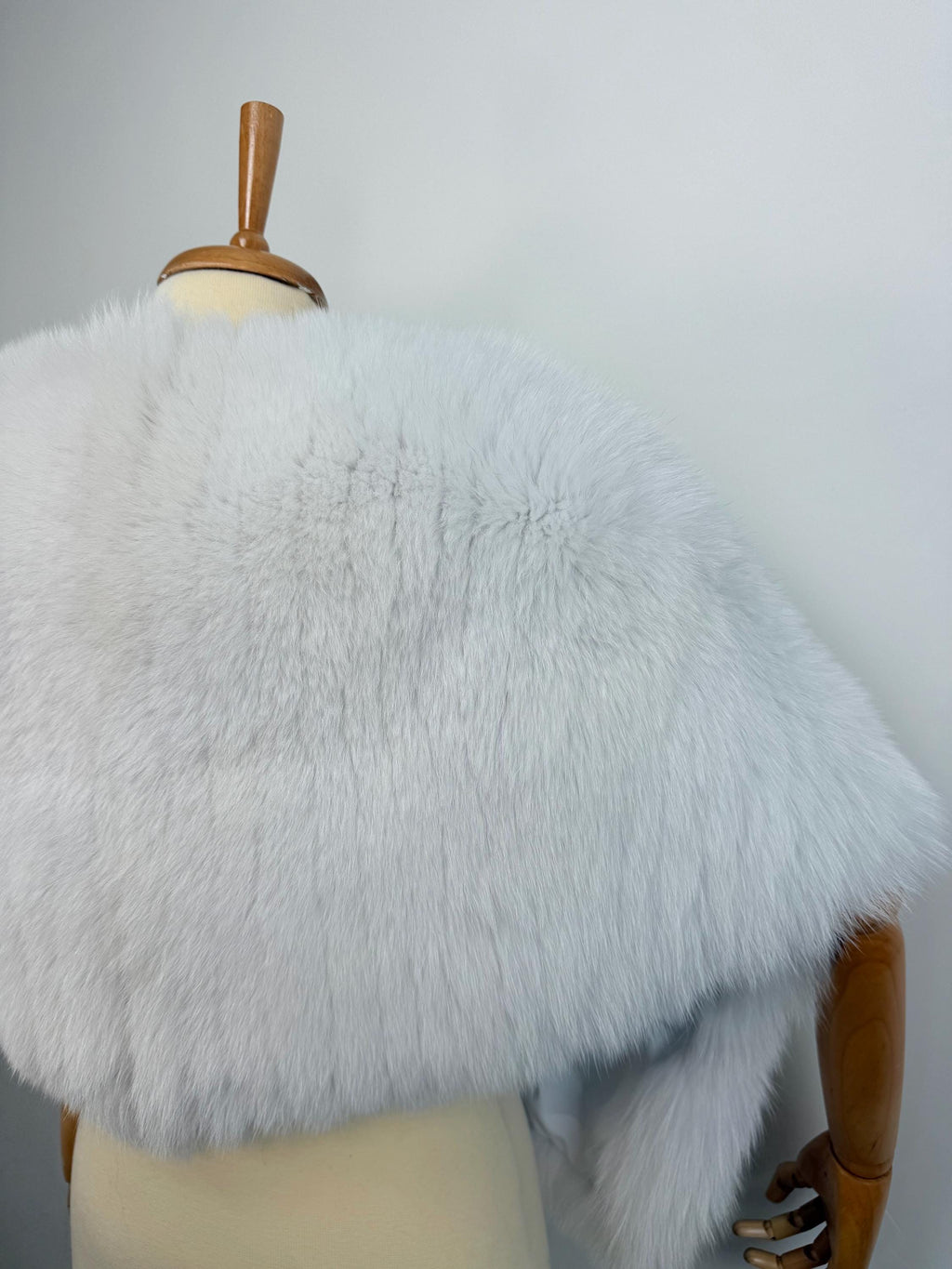 Luxury White Fox Fur Bridal Wrap – Real Fur Evening Shawl, Handmade in Greece