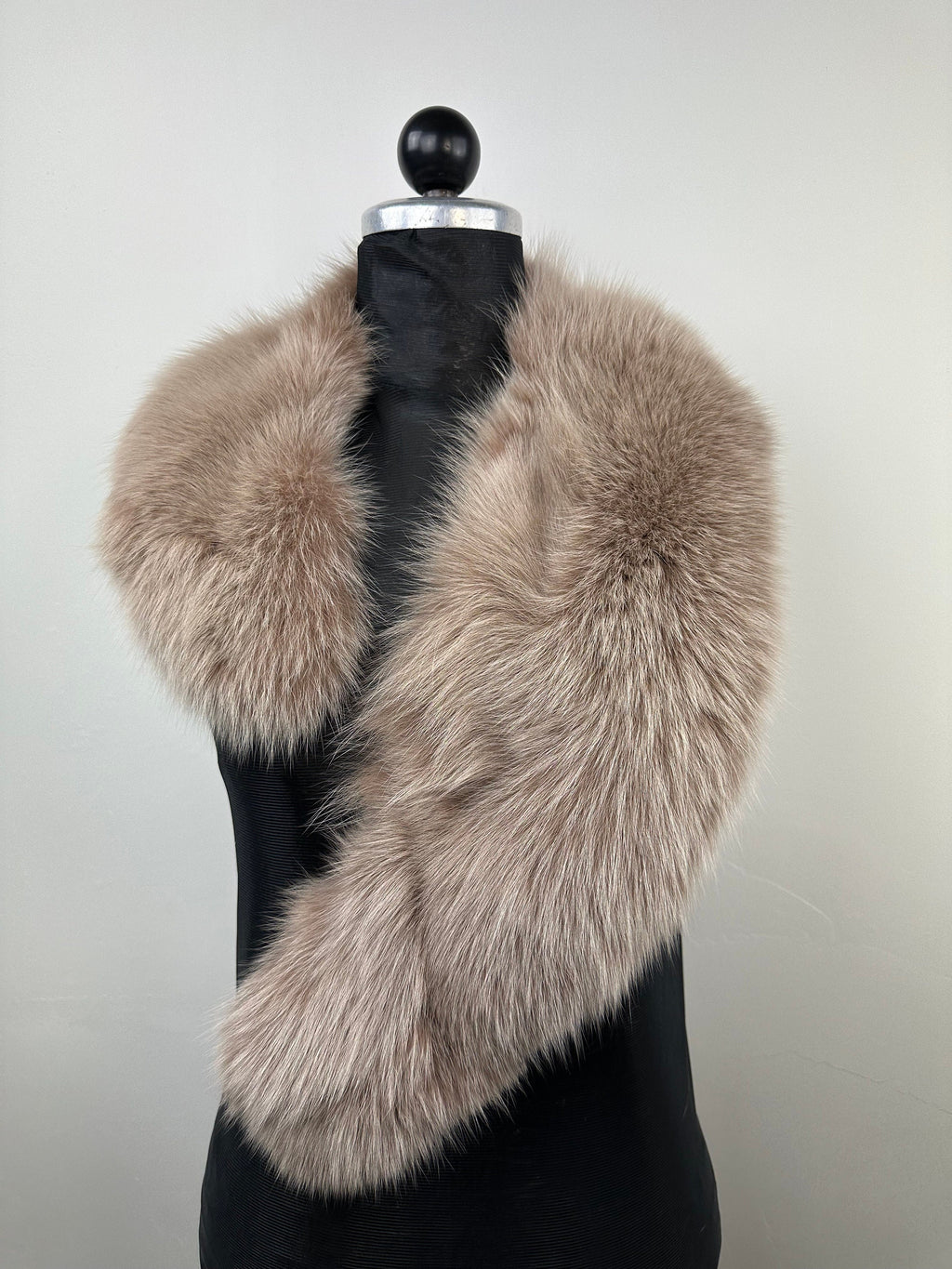 Genuine Fox Fur Collar: Beige Luxury Stole,  Neck Wrap