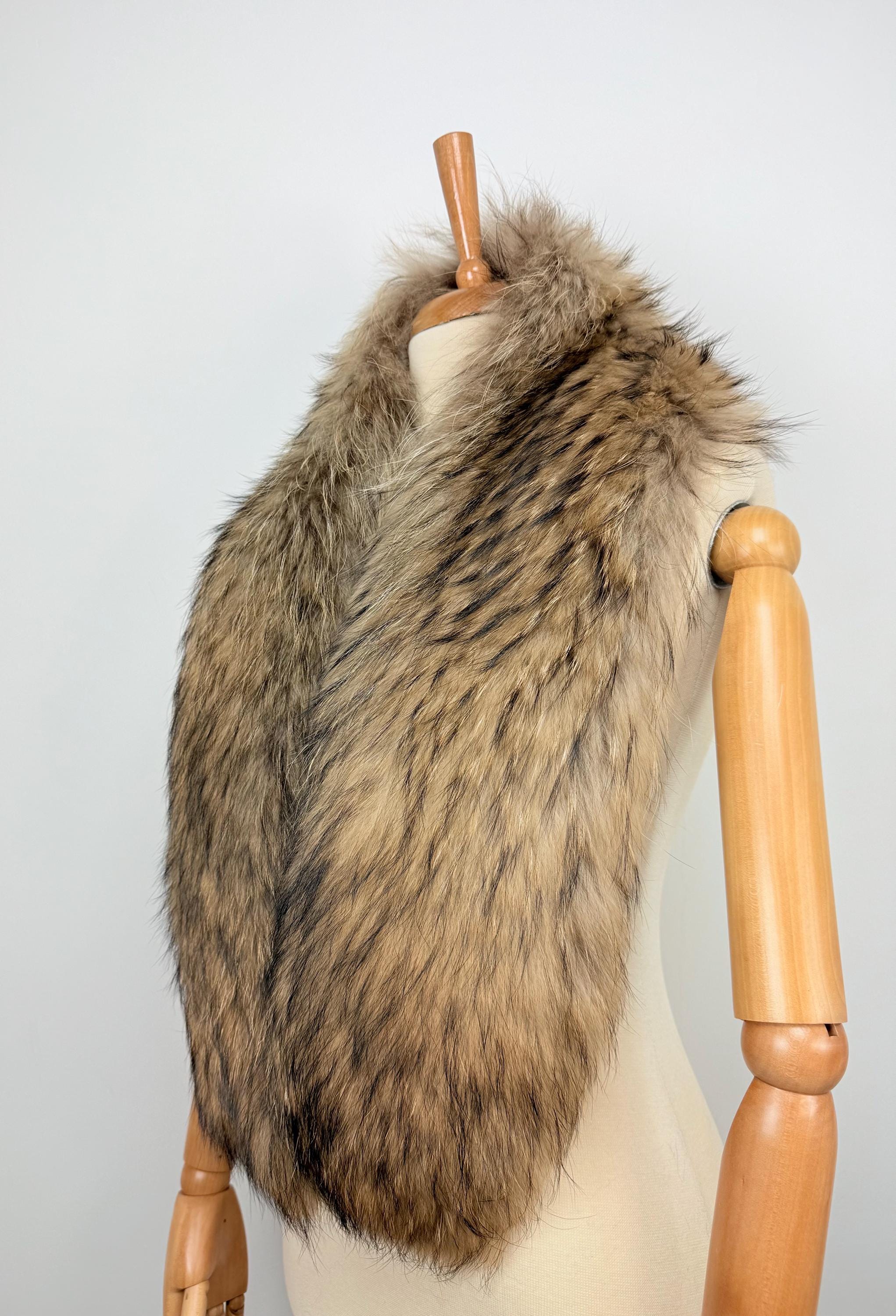 Finn Raccoon Fur Stole – Real Fur Wrap, Extra Long Luxury Fur, Handmade in Greece