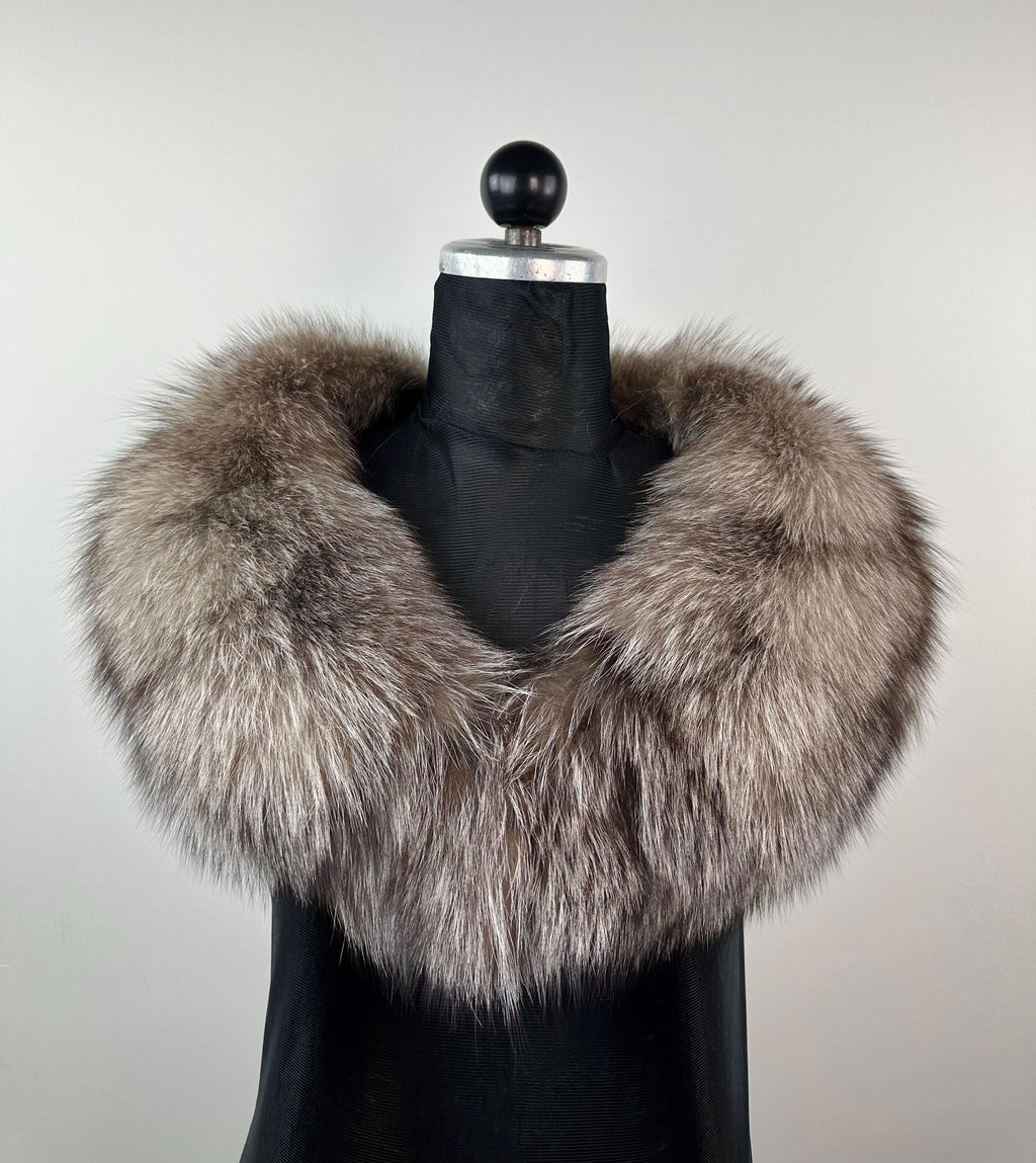 Crystal Frost Fox Fur Collar – Real Fur Collar, Handmade in Greece, Luxury Neck Accessory