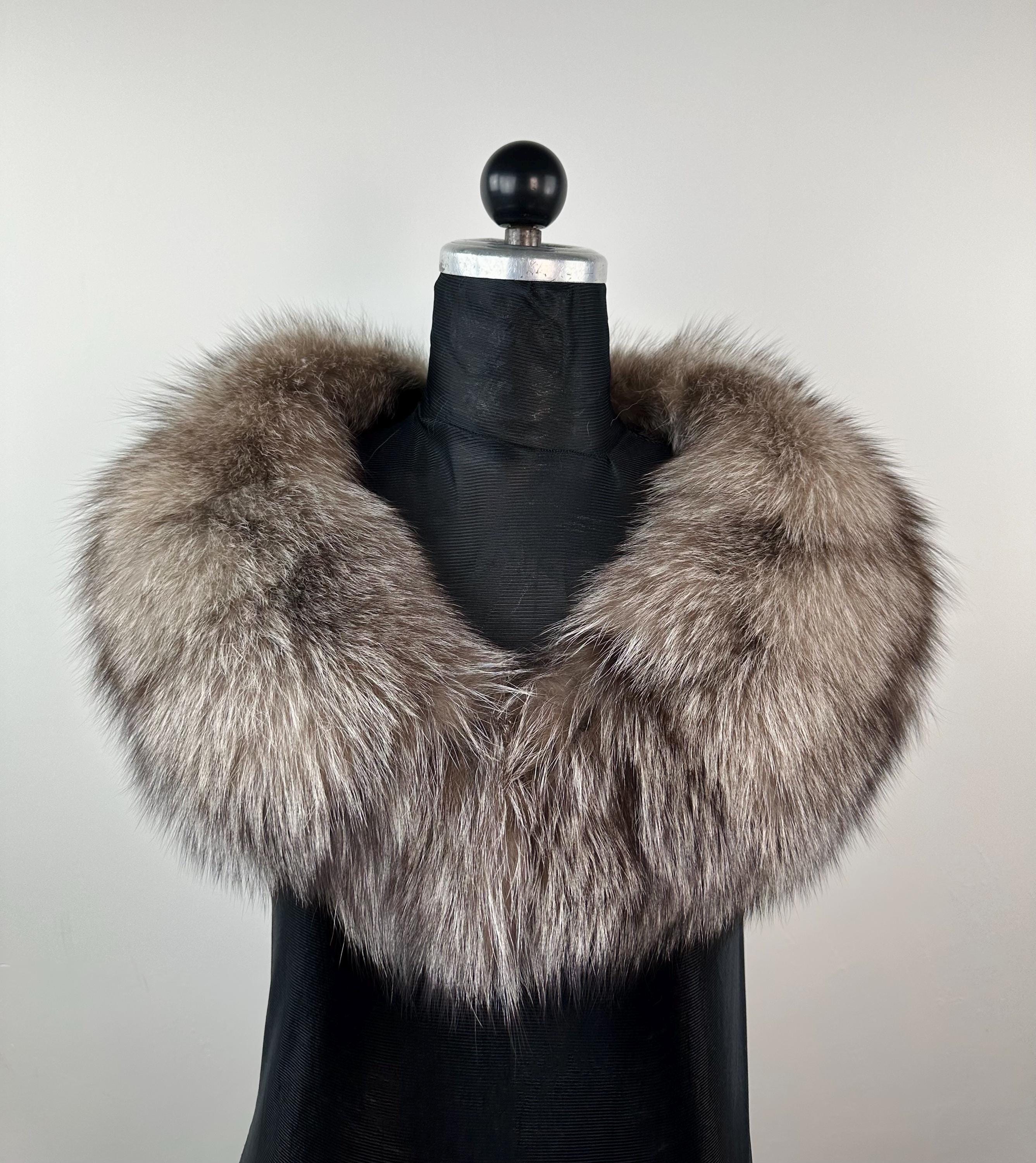 Crystal Frost Fox Fur Collar – Real Fur Collar, Handmade in Greece, Luxury Neck Accessory