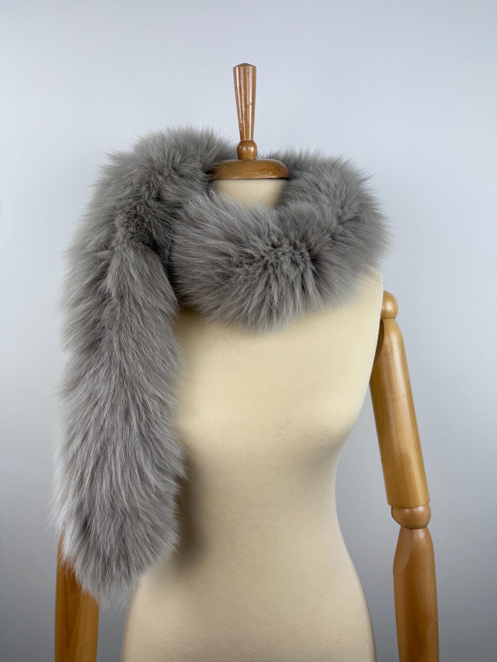 Gray Fox Fur Scarf – Real Fur Scarf, Handmade in Greece, Luxury Winter Scarf