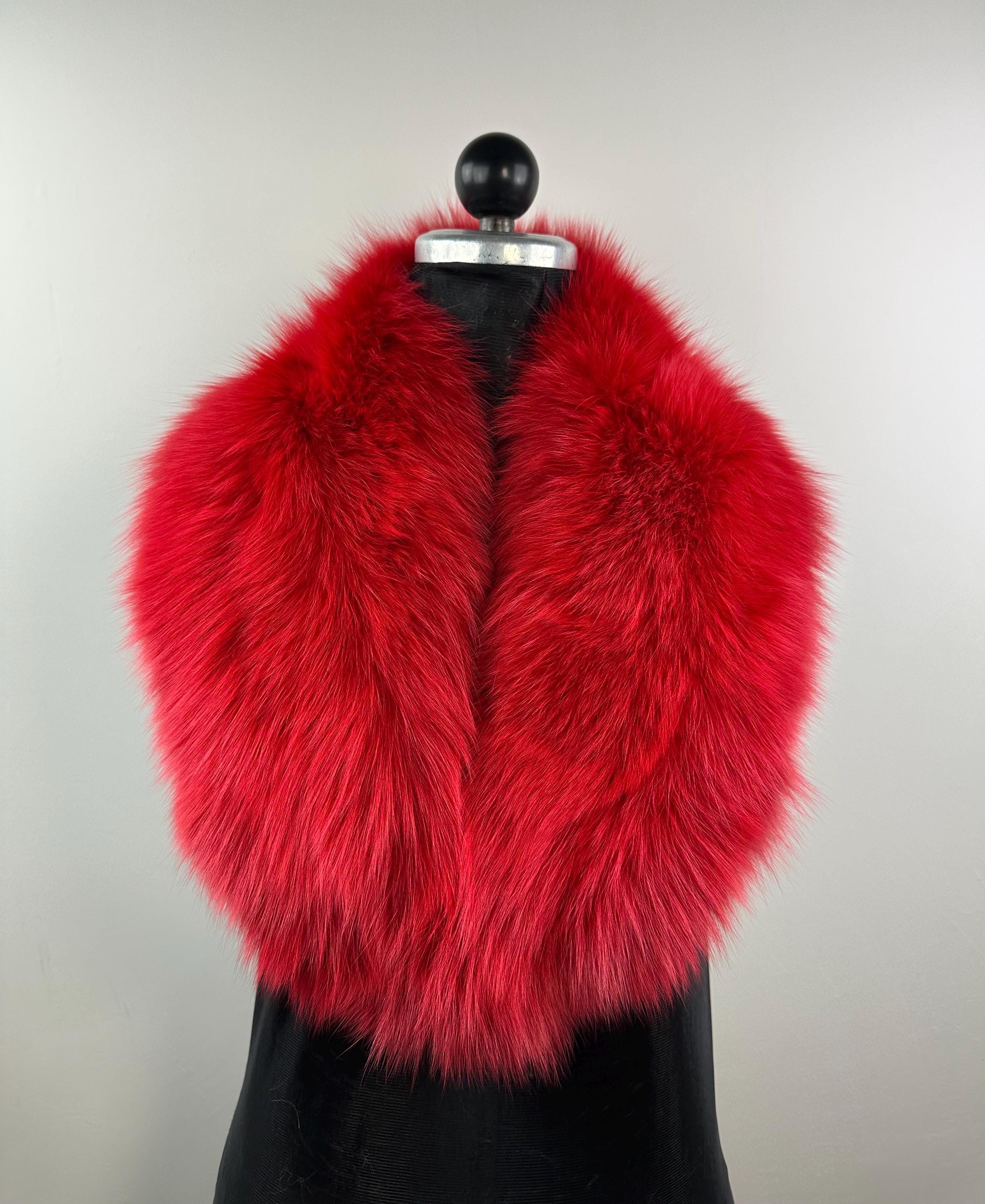Luxury Red Fox Fur Collar – Real Fur, Handmade in Greece, Elegant Neck Accessory