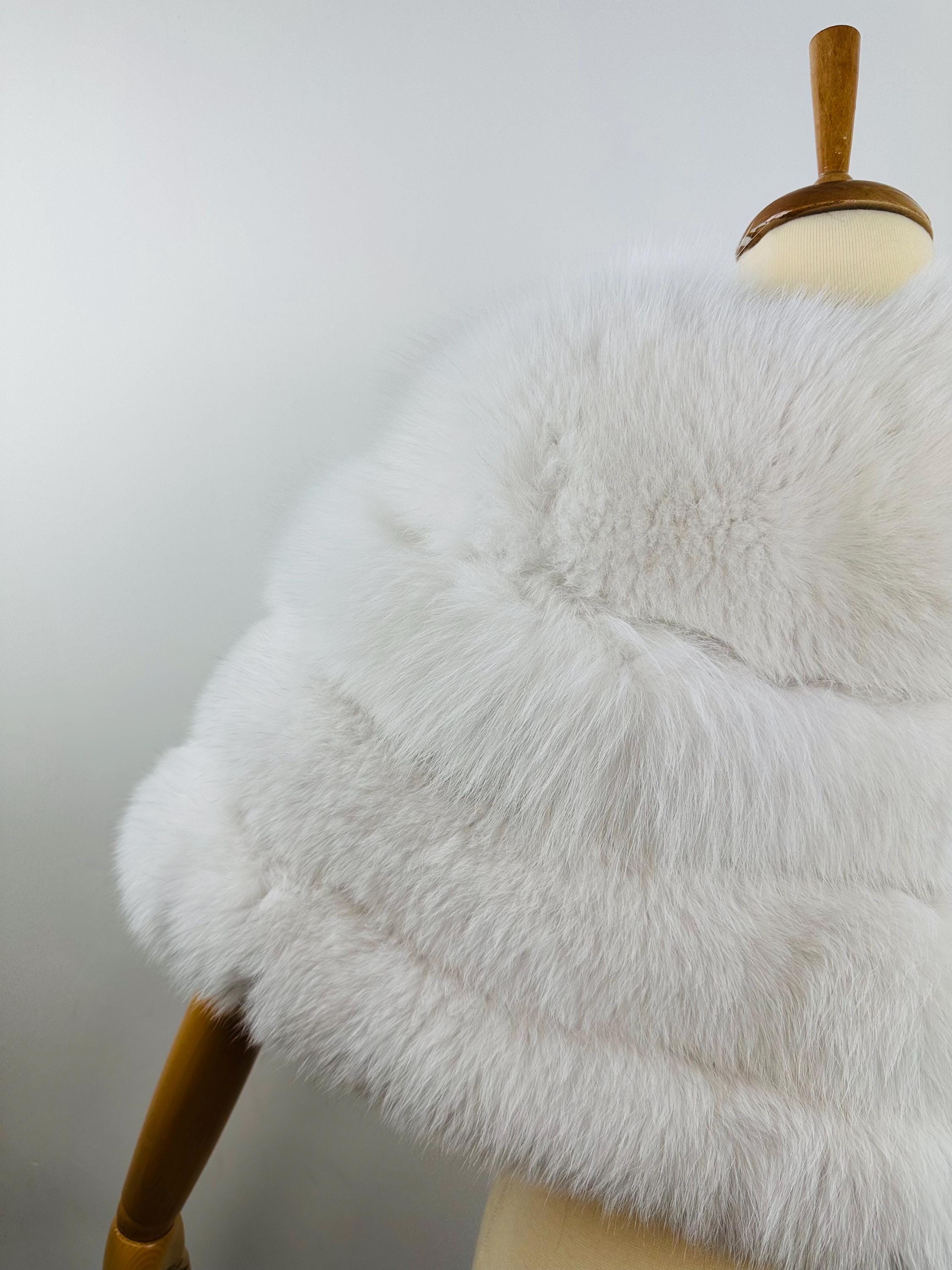 White Fox Fur Bridal Shawl – Real Fur Wrap, Handmade in Greece