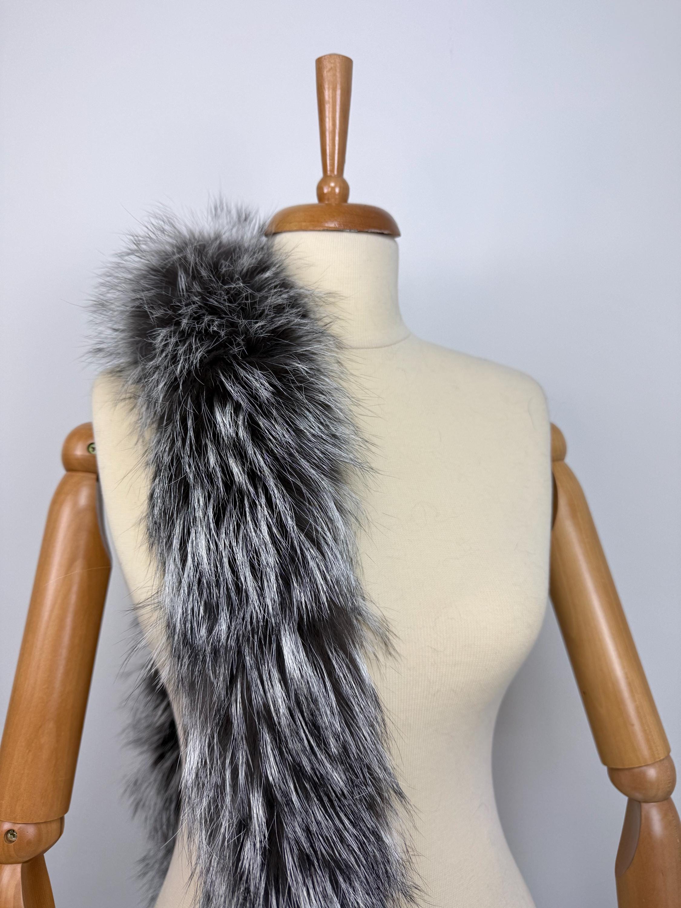 Luxury Silver Fox Fur Scarf: Genuine Warm Fur