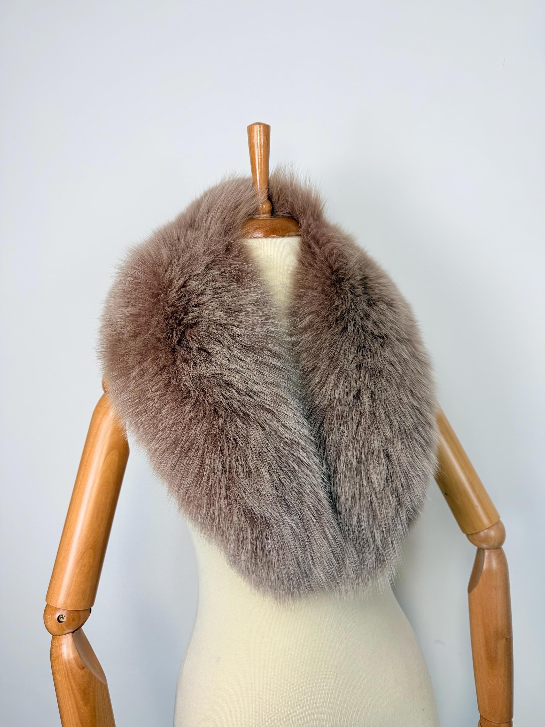 Light Brown Fox Fur Collar – Real Fur Collar, Handmade in Greece, Luxury Neck Accessory