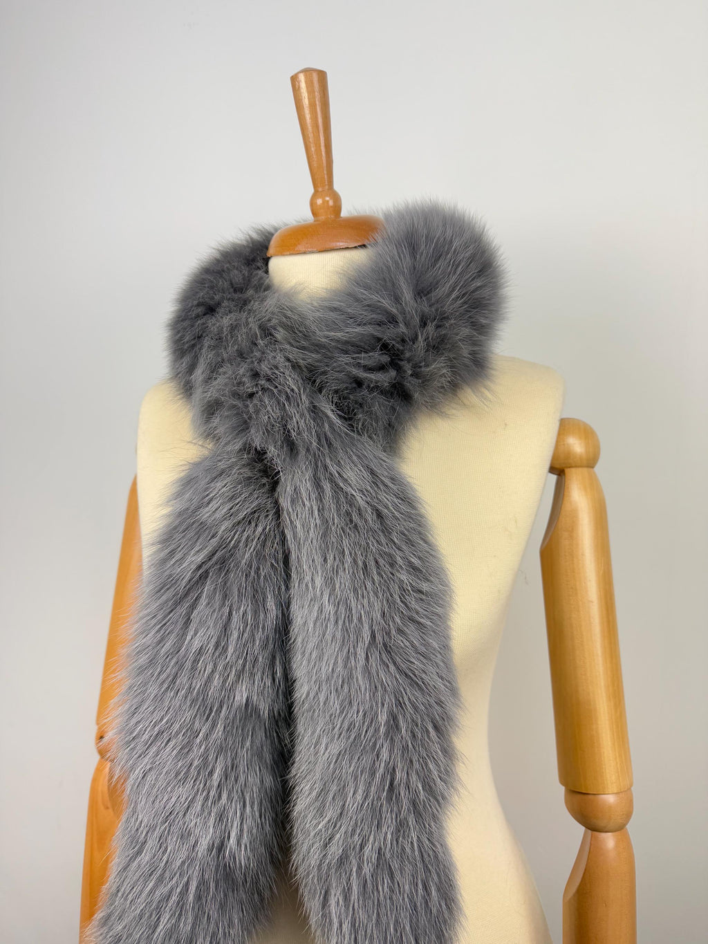 Gray Fox Fur Scarf, Real Fur Scarf, Handmade Fur Neck Scarf, Luxury Winter Scarf