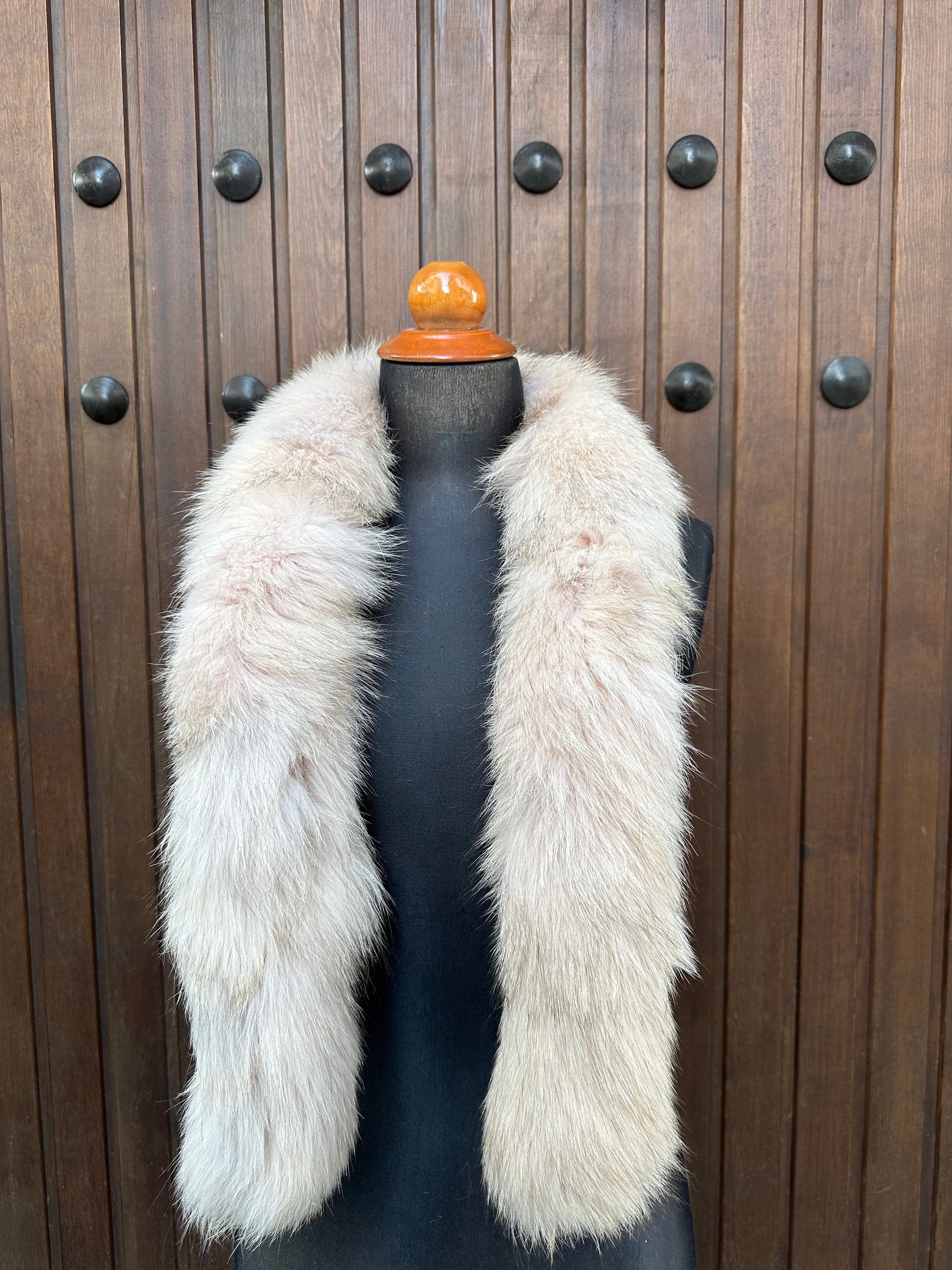 Luxury Beige Fox Fur Scarf: Genuine Fur, Winter Accessories Neck Warmer