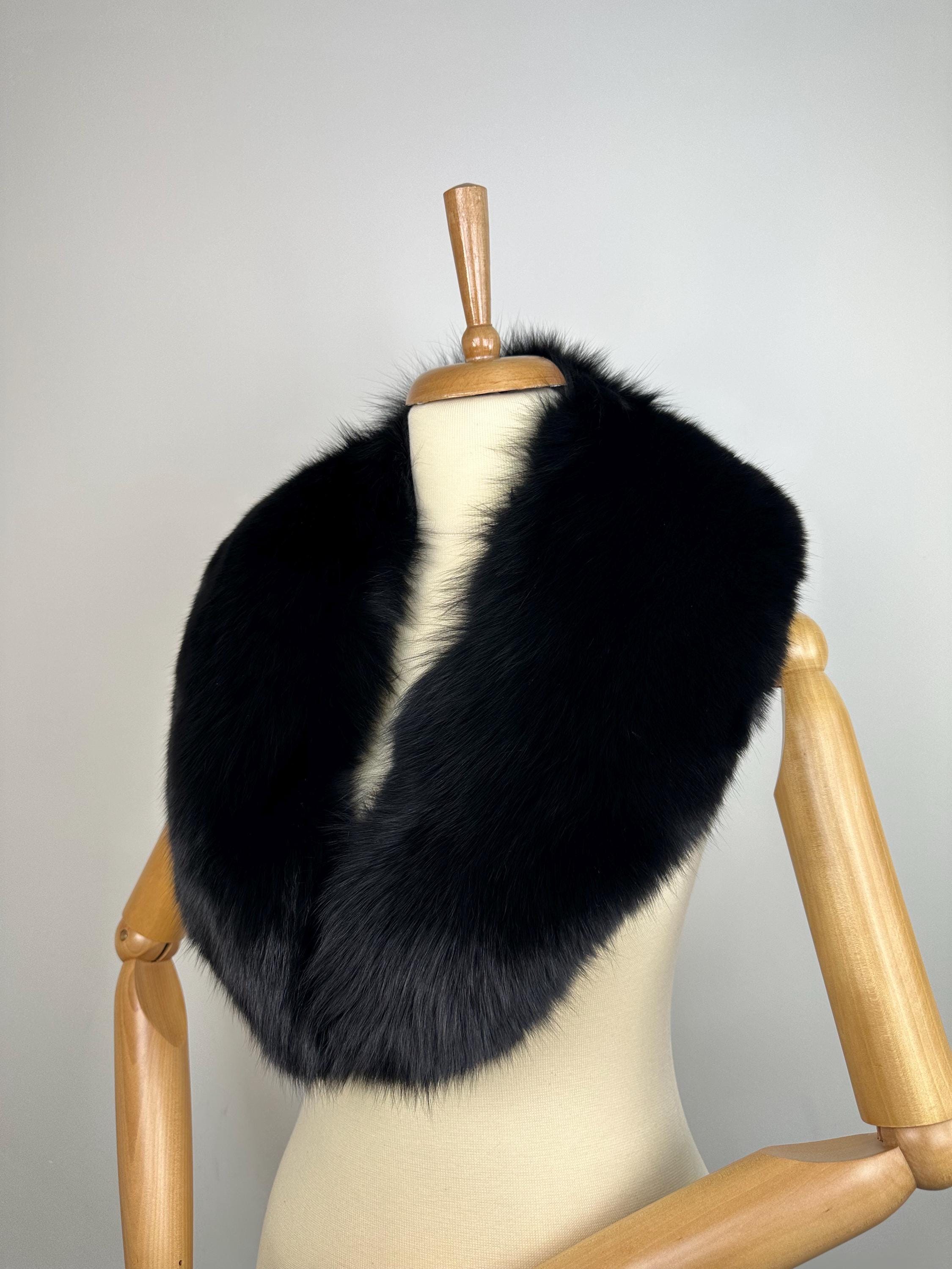 Luxury Black Fox Fur Collar: Genuine Fur Stole