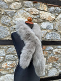 Handmade Fox Fur Scarf: Warm Genuine Gray Fur Scarf