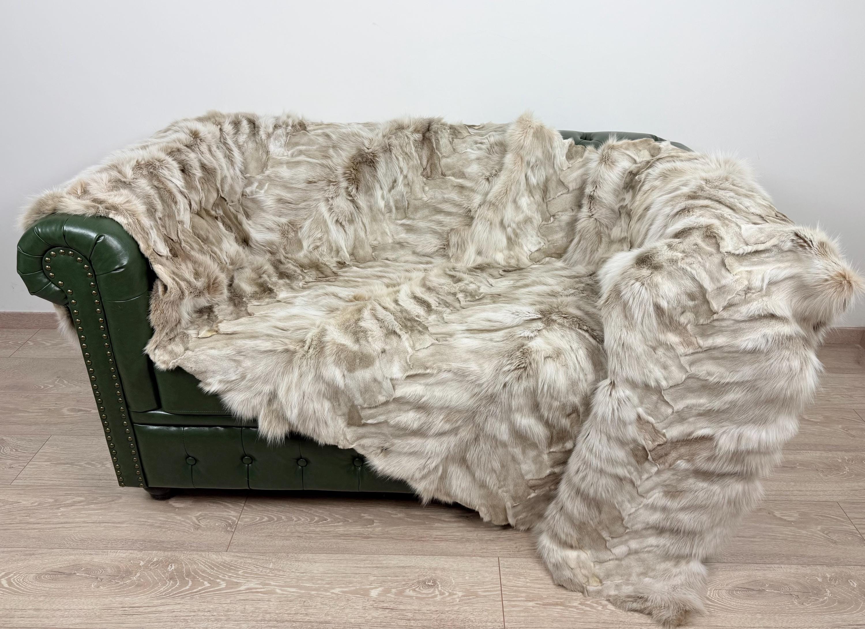 Luxury Fox Fur Blanket: Handmade Real Fur Throw
