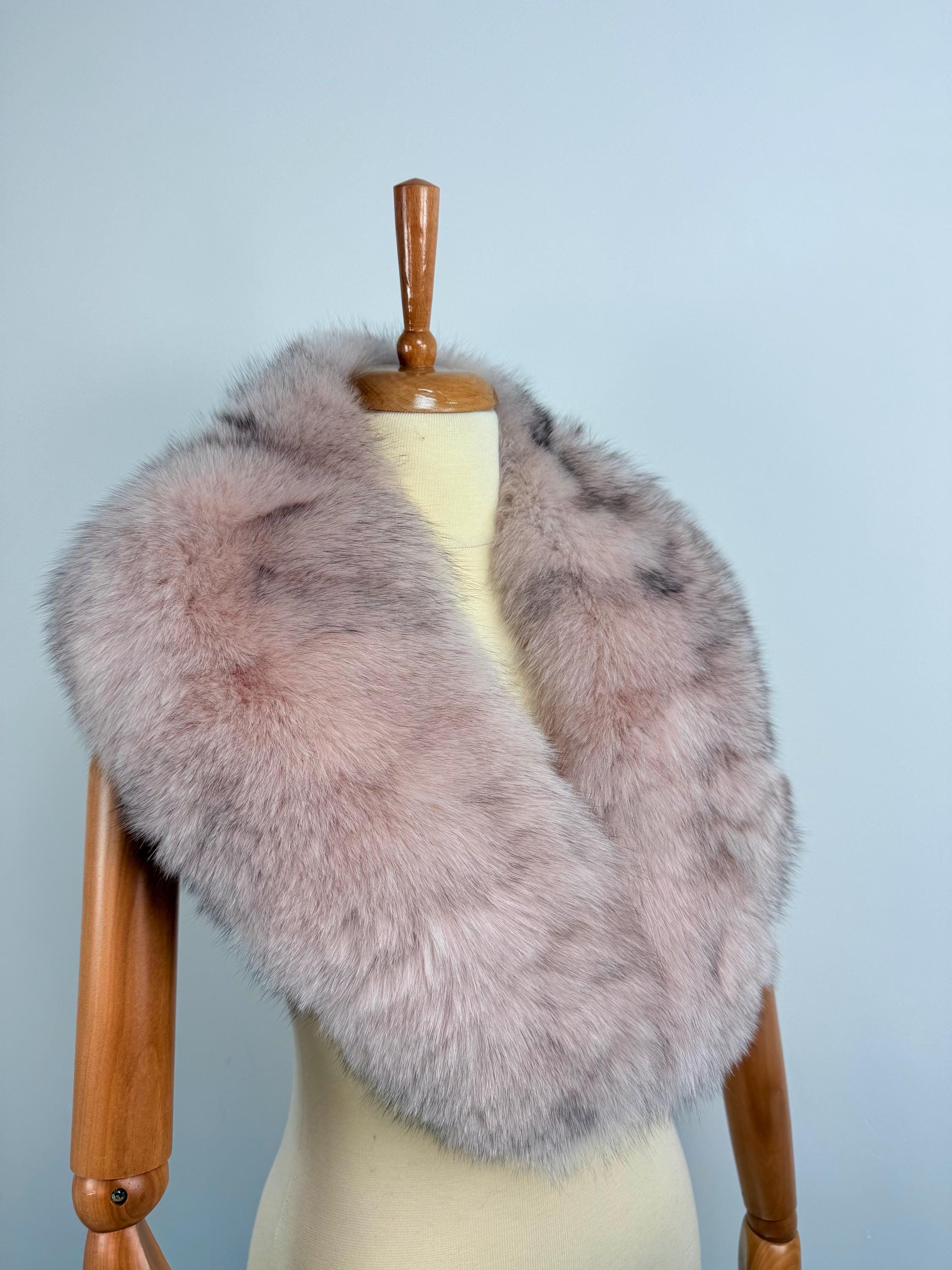 Light Pink Fox Fur Collar – Real Fur Collar, Handmade in Greece, Luxury Neck Accessory