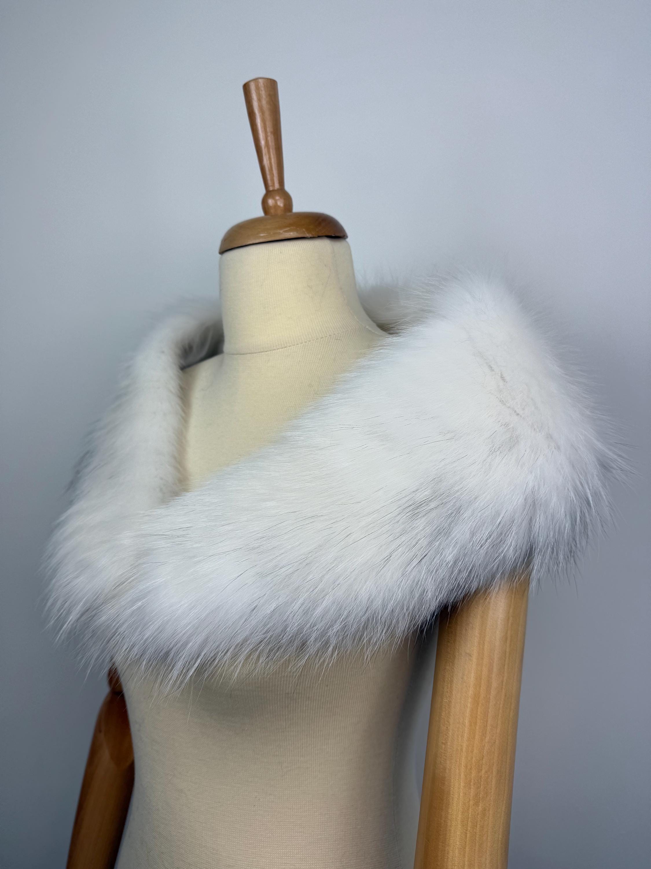 Genuine White Fox Fur Collar: Handmade Luxury Fur Stole