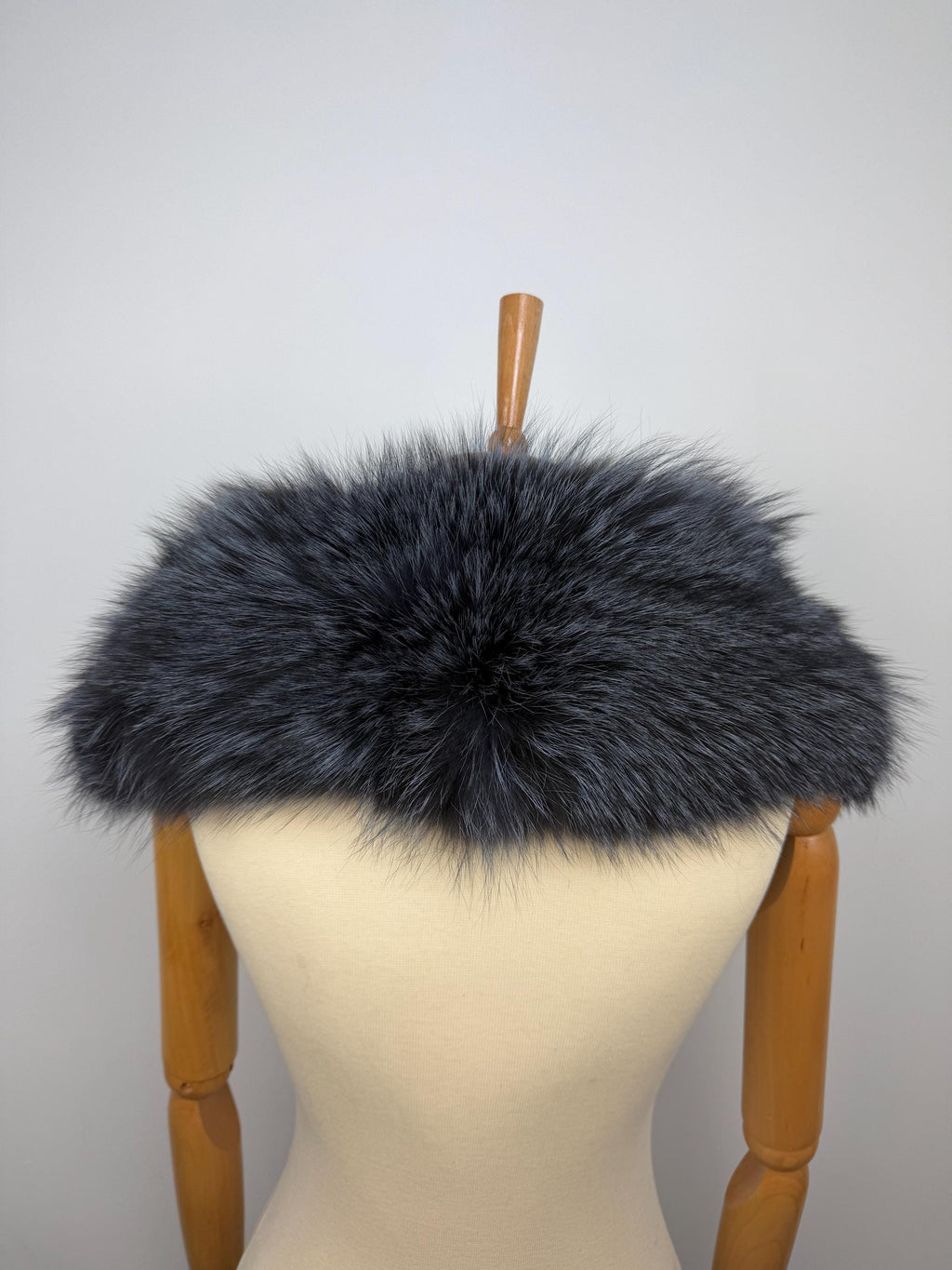 Dark Gray Fox Fur Collar – Real Fur Collar, Handmade in Greece, Luxury Neck Accessory