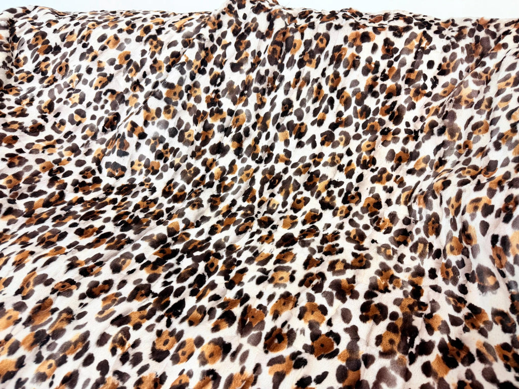 Luxury Fox Fur Blanket: White Leopard Print Throw, Handmade