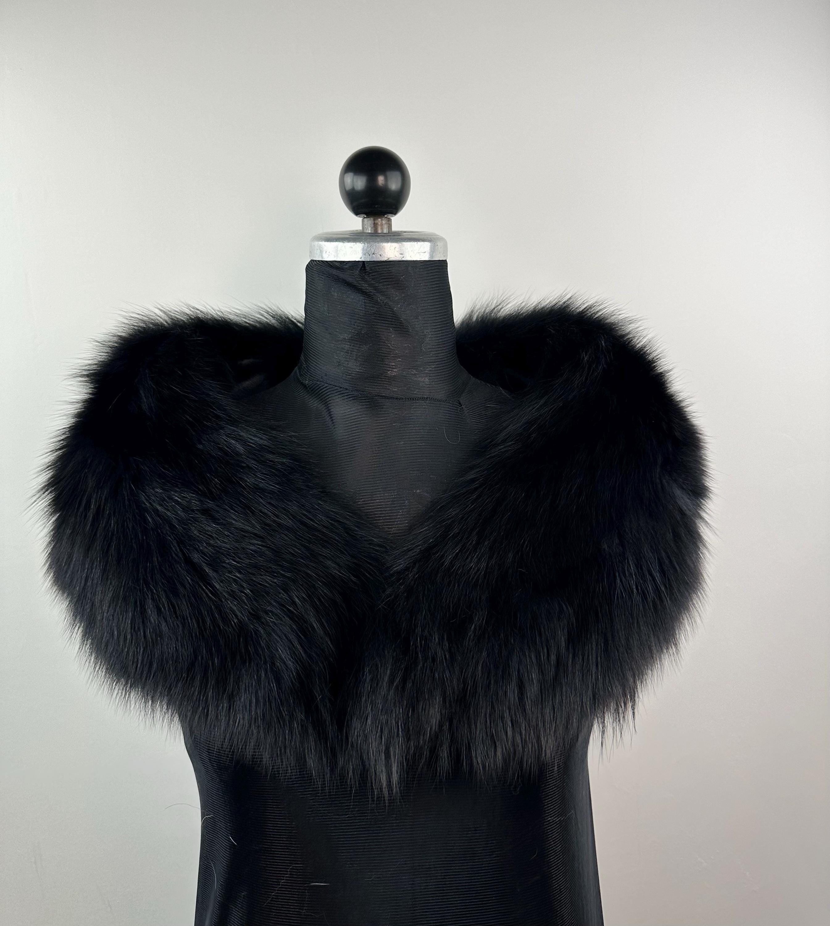 Genuine Black Fox Fur Collar: Luxury Real Fur