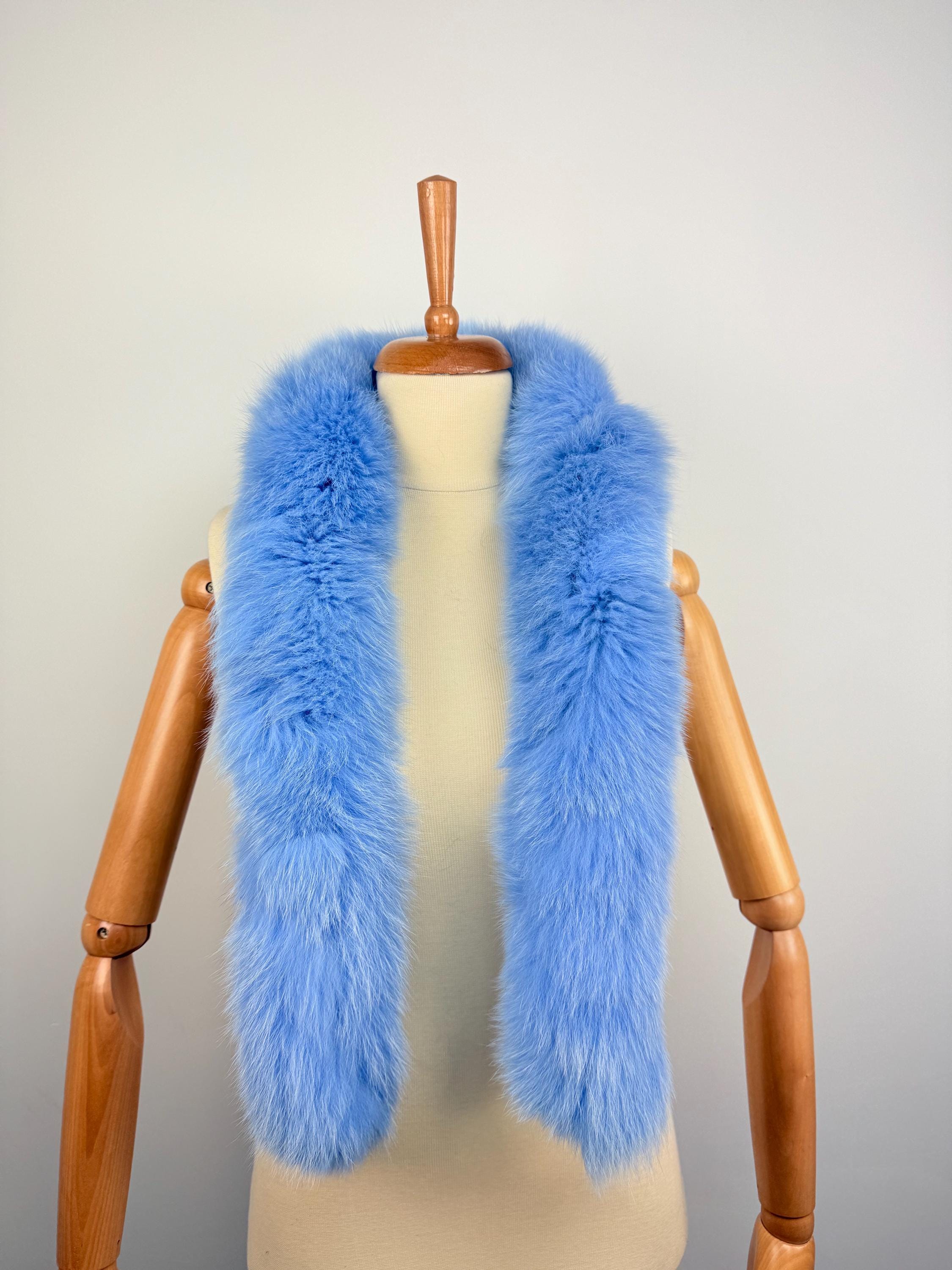 Luxury Blue Fox Fur Scarf - Real Fur Neck Warmer