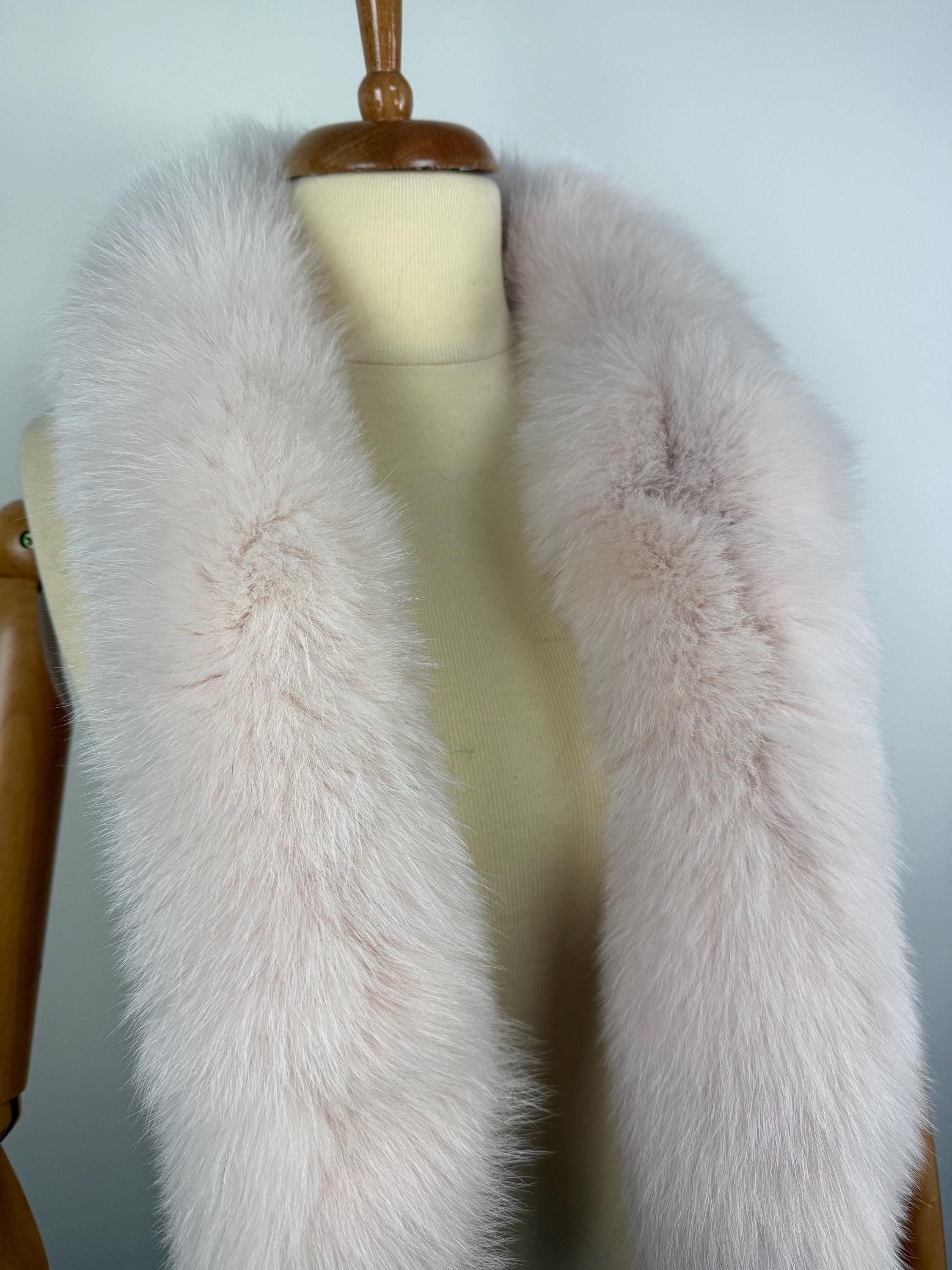 Genuine Baby Pink Fox Fur Scarf - Fluffy Real Fur