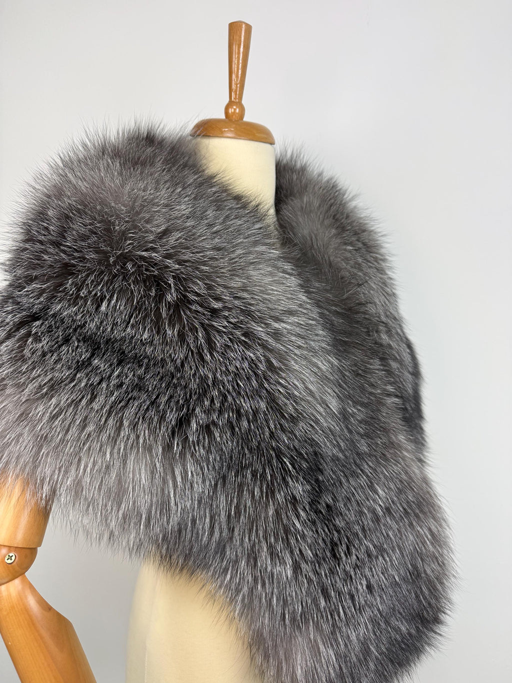Frost Fox Fur Shawl – Real Fur Evening Wrap, Handmade in Greece