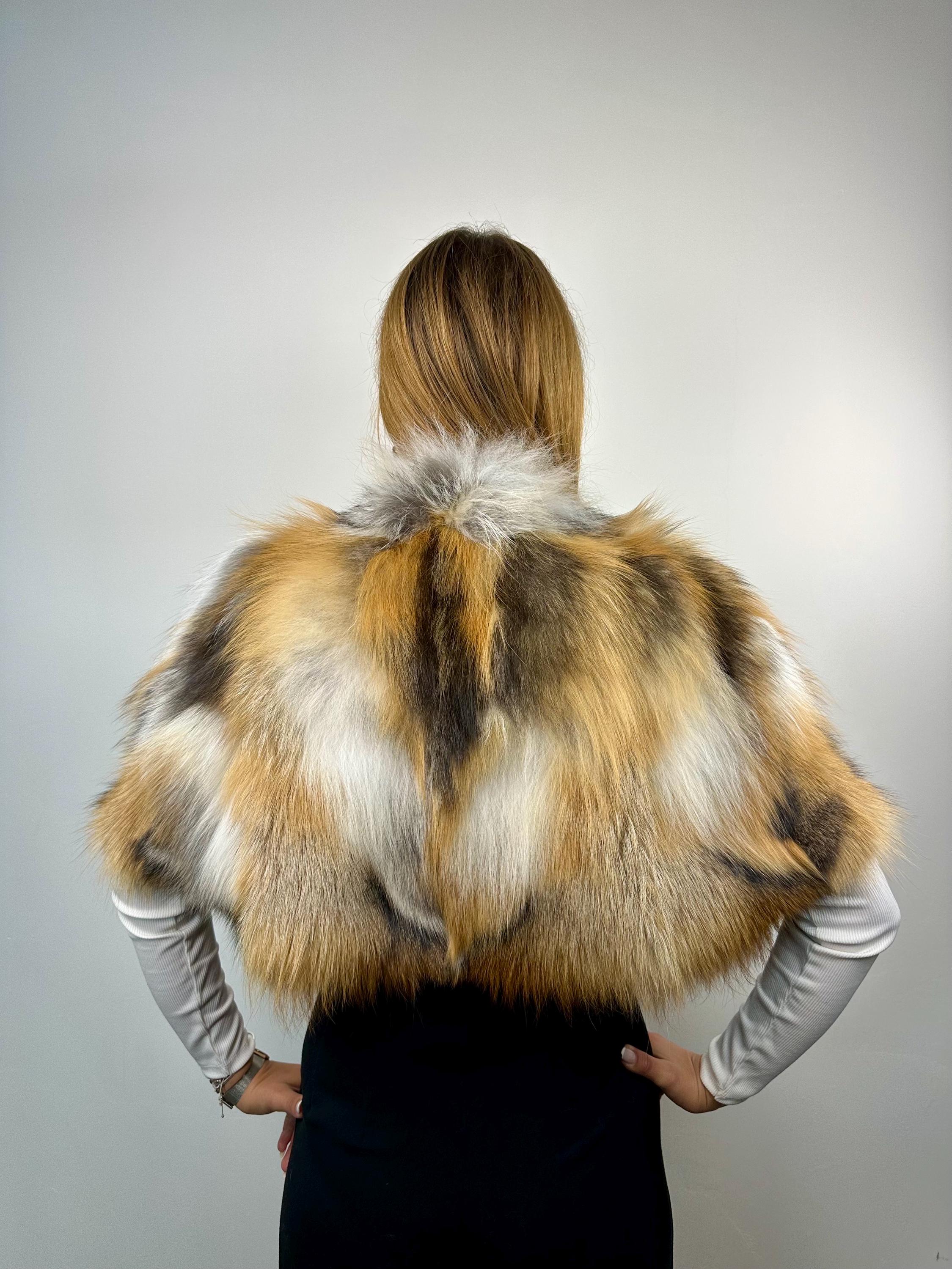 Gold Fox Fur Stole: Elegant Handmade Capelet