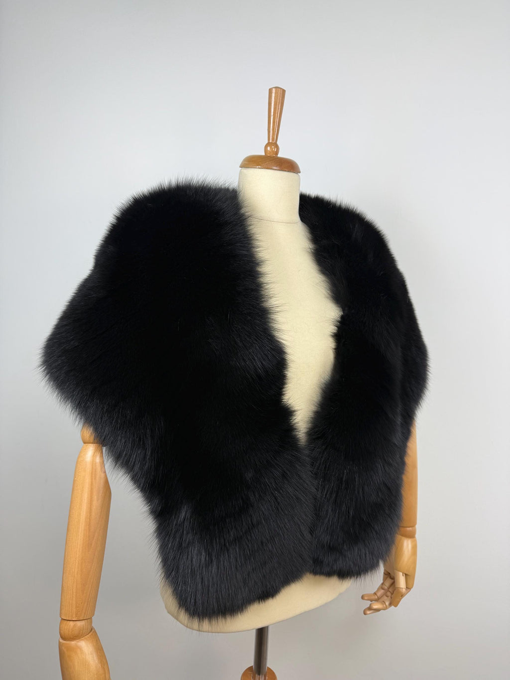 Black Fur Shawl: Luxurious Fox Fur Stole, Evening Wrap