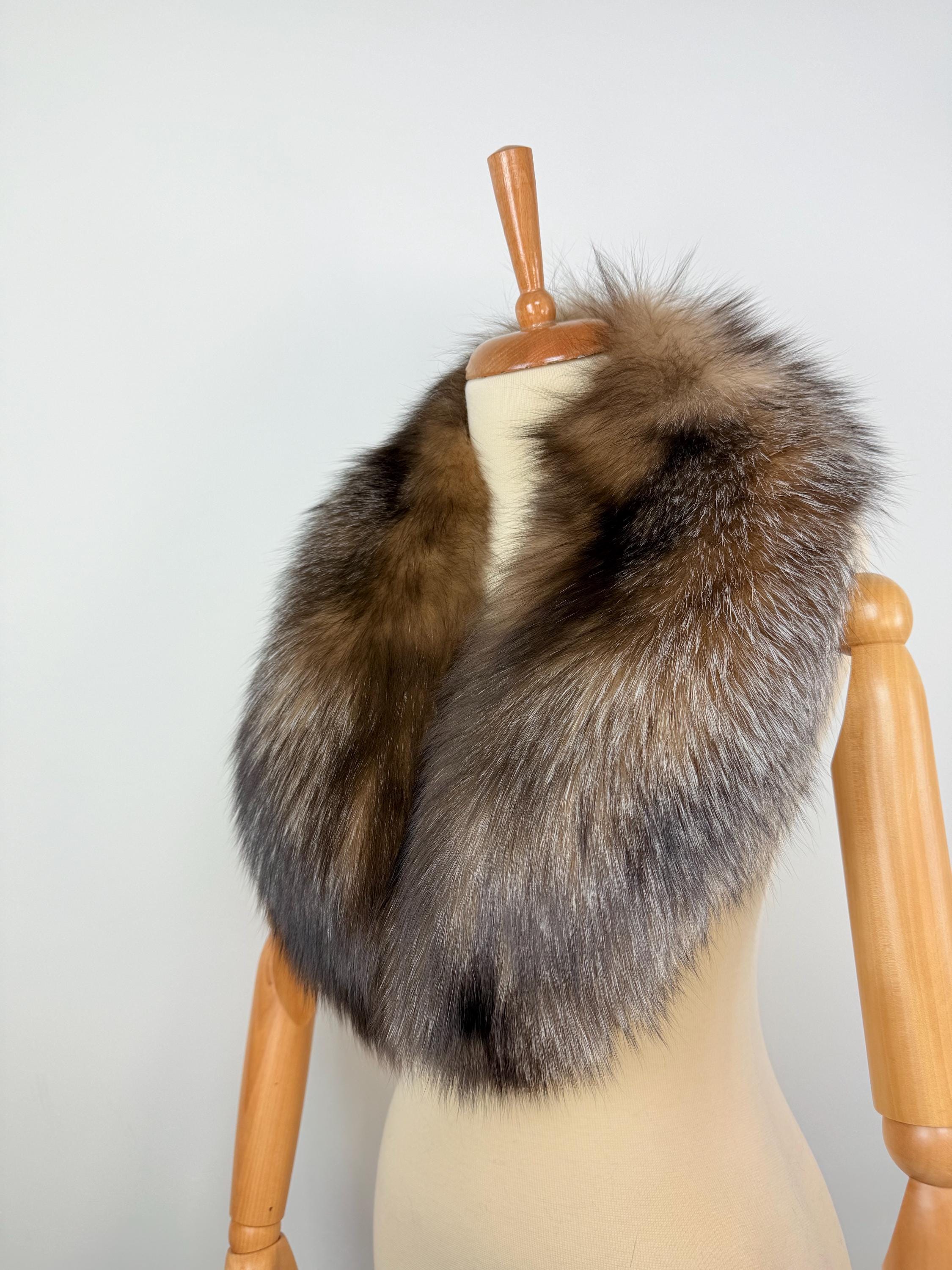 Crystal Fox Fur Collar – Real Fur Collar, Handmade in Greece, Luxury Neck Accessory