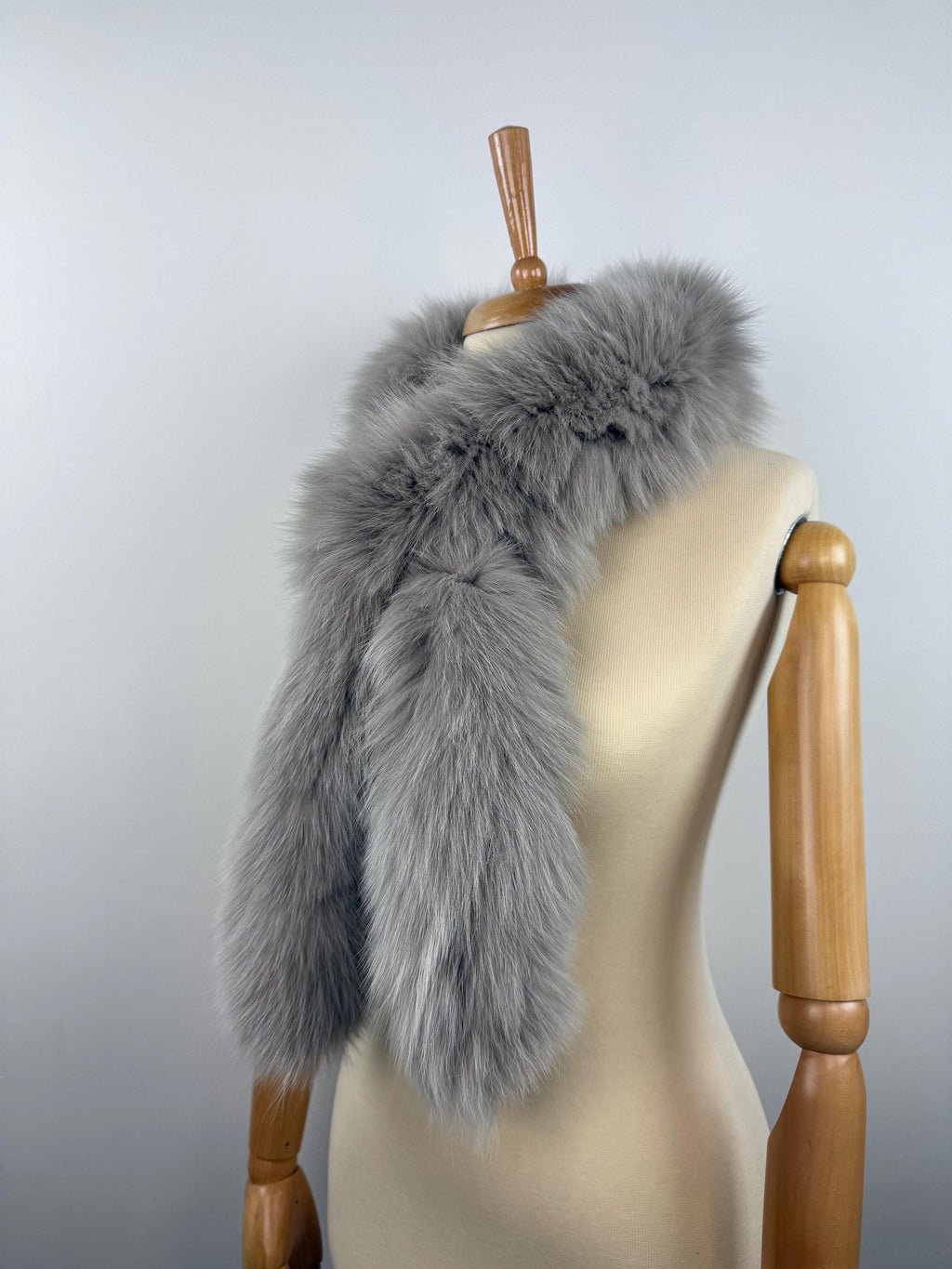 Gray Fox Fur Scarf – Real Fur Scarf, Handmade in Greece, Luxury Winter Scarf