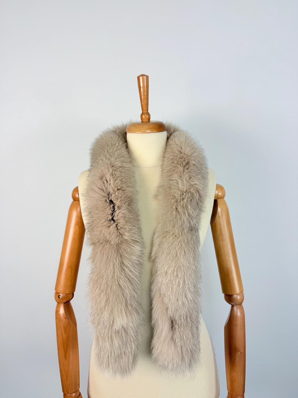 Luxury Beige Fox Fur Scarf – Real Fur, Handmade in Greece, Elegant Winter Scarf