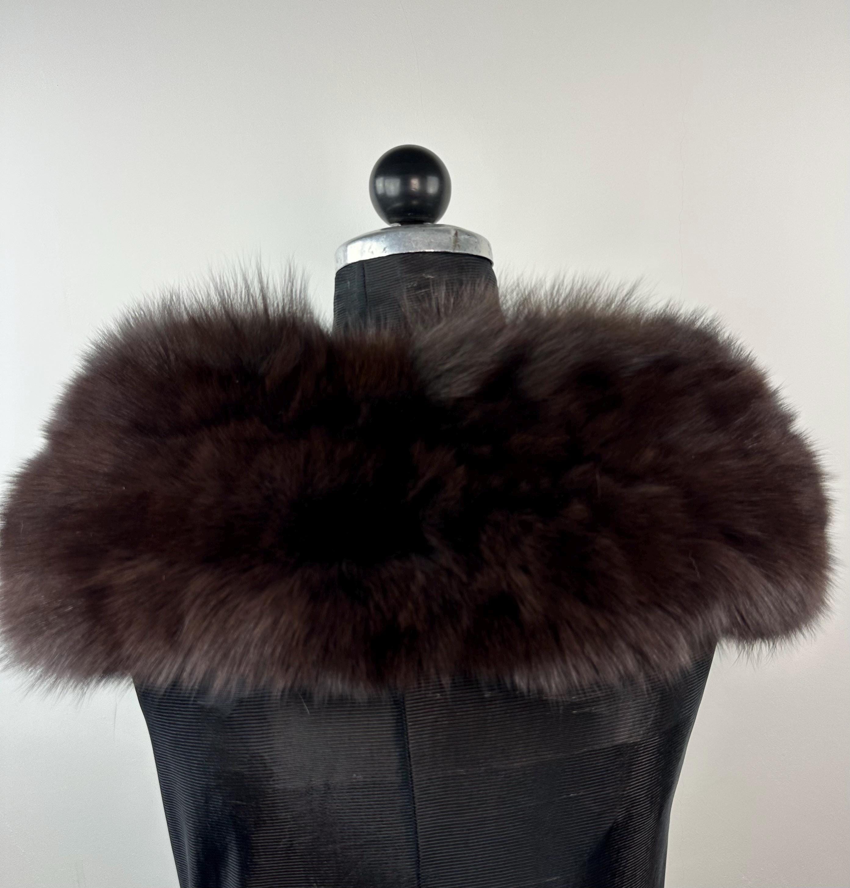 Dark Brown Fox Fur Collar – Real Fur Collar, Handmade in Greece, Luxury Neck Accessory